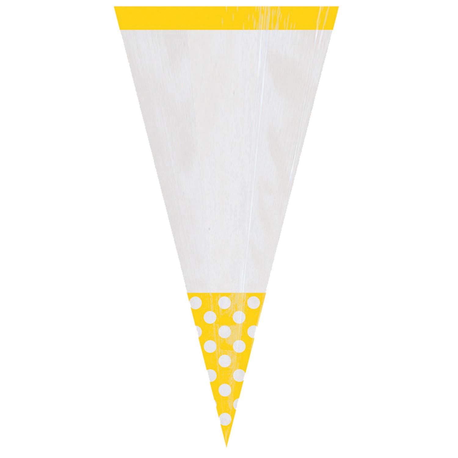 Amscan Candy Buffet Cone Polka Dot Bags - Sun Yellow - Perfect for Birthday Parties, Baby Showers & Wedding Favors