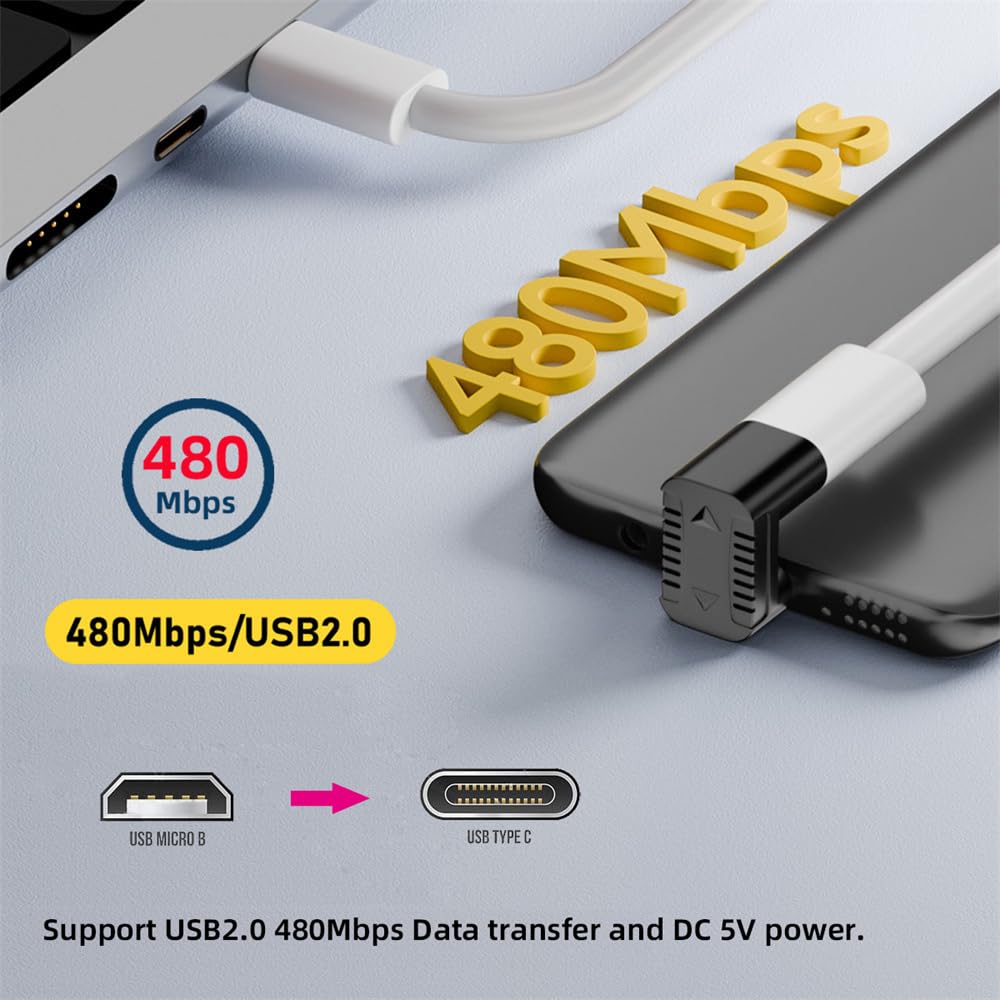 90/360 Degree USB-C to Micro USB Adapter 4 Pack - for Phone & Tablet Charging