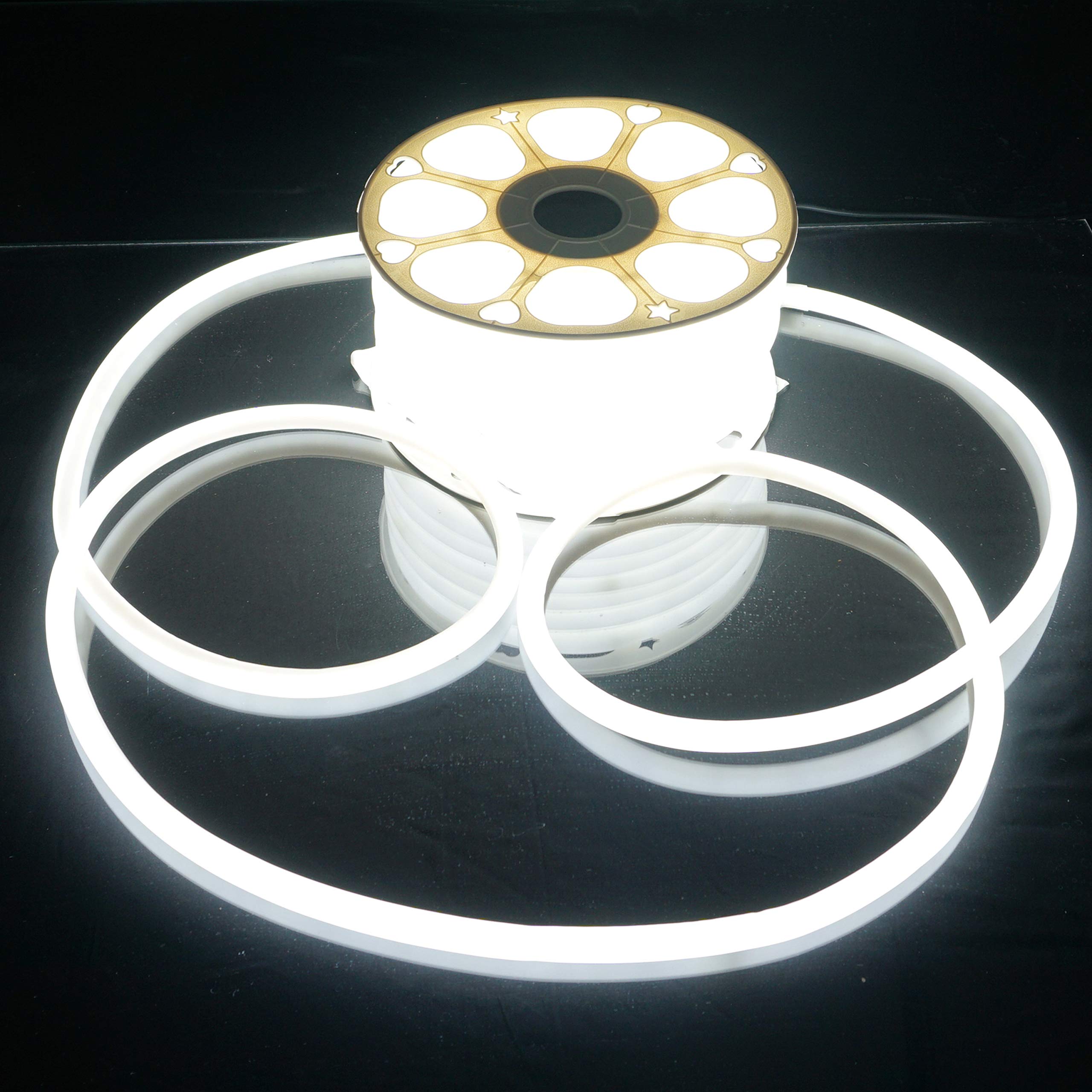 Russell Decor LED Neon Rope Lights - 100ft Flexible Cool White Glowing Rope for Indoor/Outdoor Decor, Parties, Weddings & Events