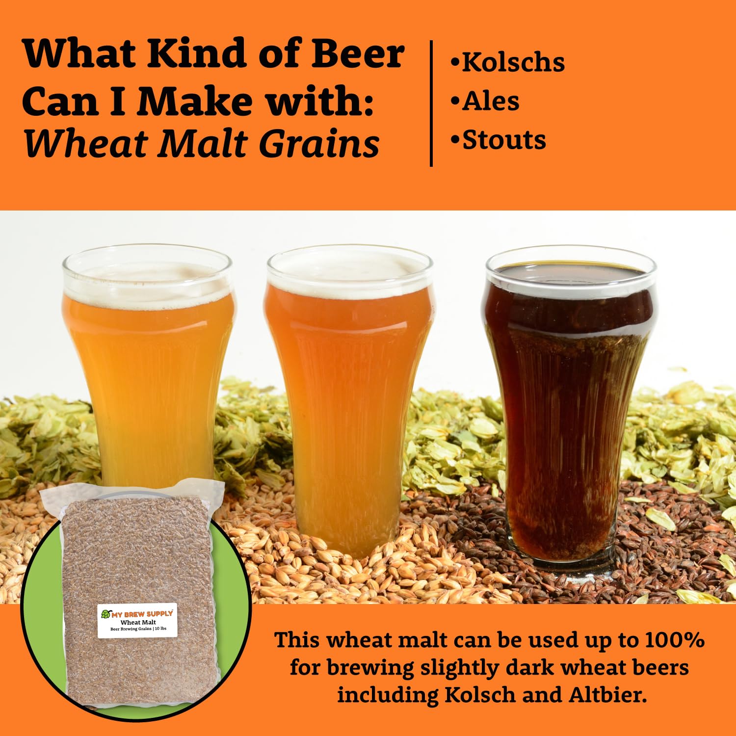 Premium 6-Row Wheat Malt for Homebrewing - Western Europe Grown Crushed Grain (10lb/2.5L) | Brew Pale to Dark Wheat Beer | Perfect for Craft Beer, Home Brew Kits & DIY Beer Making
