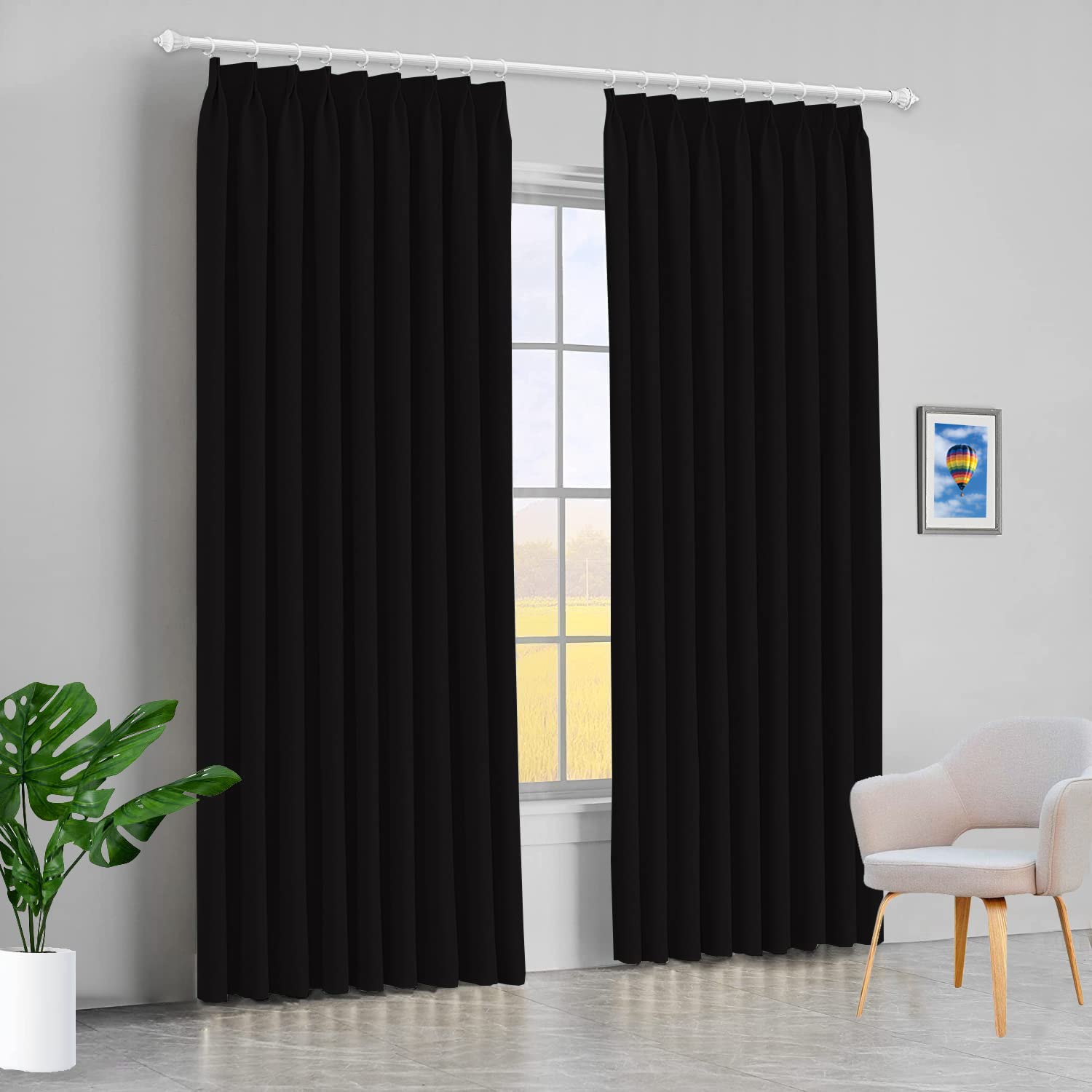 Blackout Double Pinch Pleated Extra Wide Curtains 100