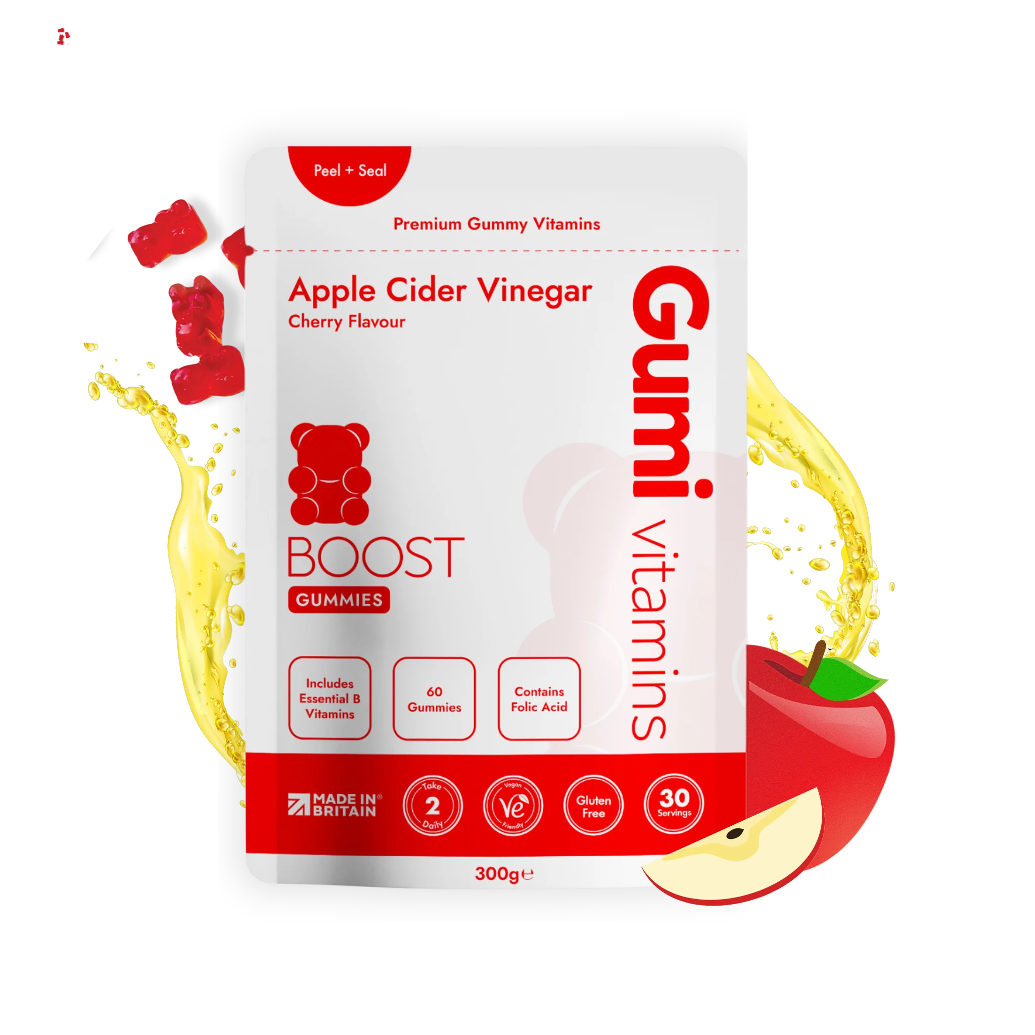 Gumi Vitamins Detox Apple Cider Vinegar Gummies - Immune Support & Digestive Health - Perfect for Daily Wellness Routine & Detox Cleansing