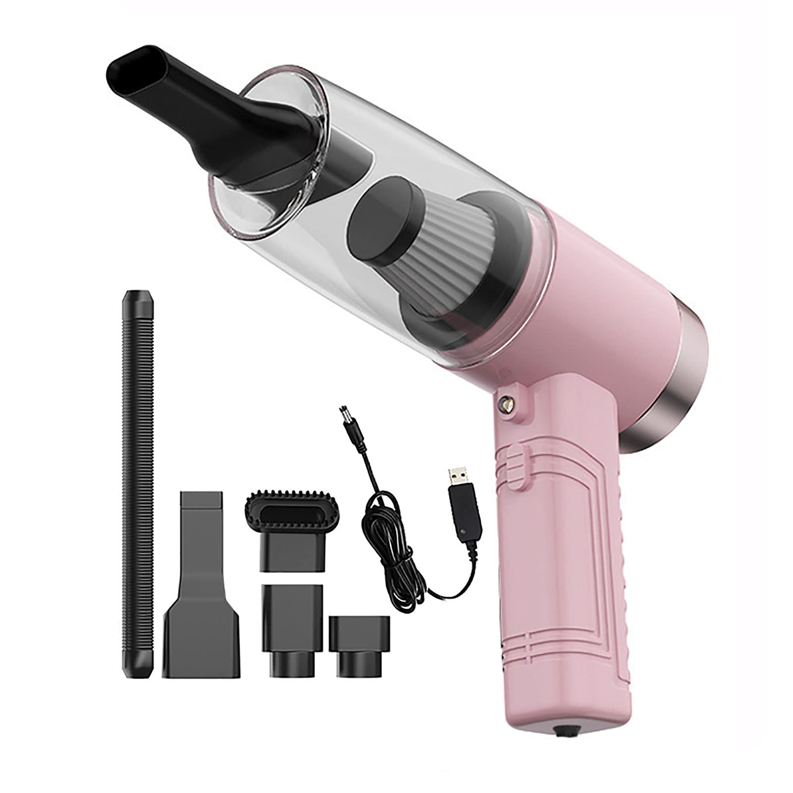 URJEKQ Cordless Handheld Vacuum Cleaner - 4500PA Strong Suction, Rechargeable, LED Light, Lightweight Wet/Dry Vac for Home, Pet Hair, Car Cleaning (Pink) | Perfect for Quick Spills, Pet Messes & Auto Detailing