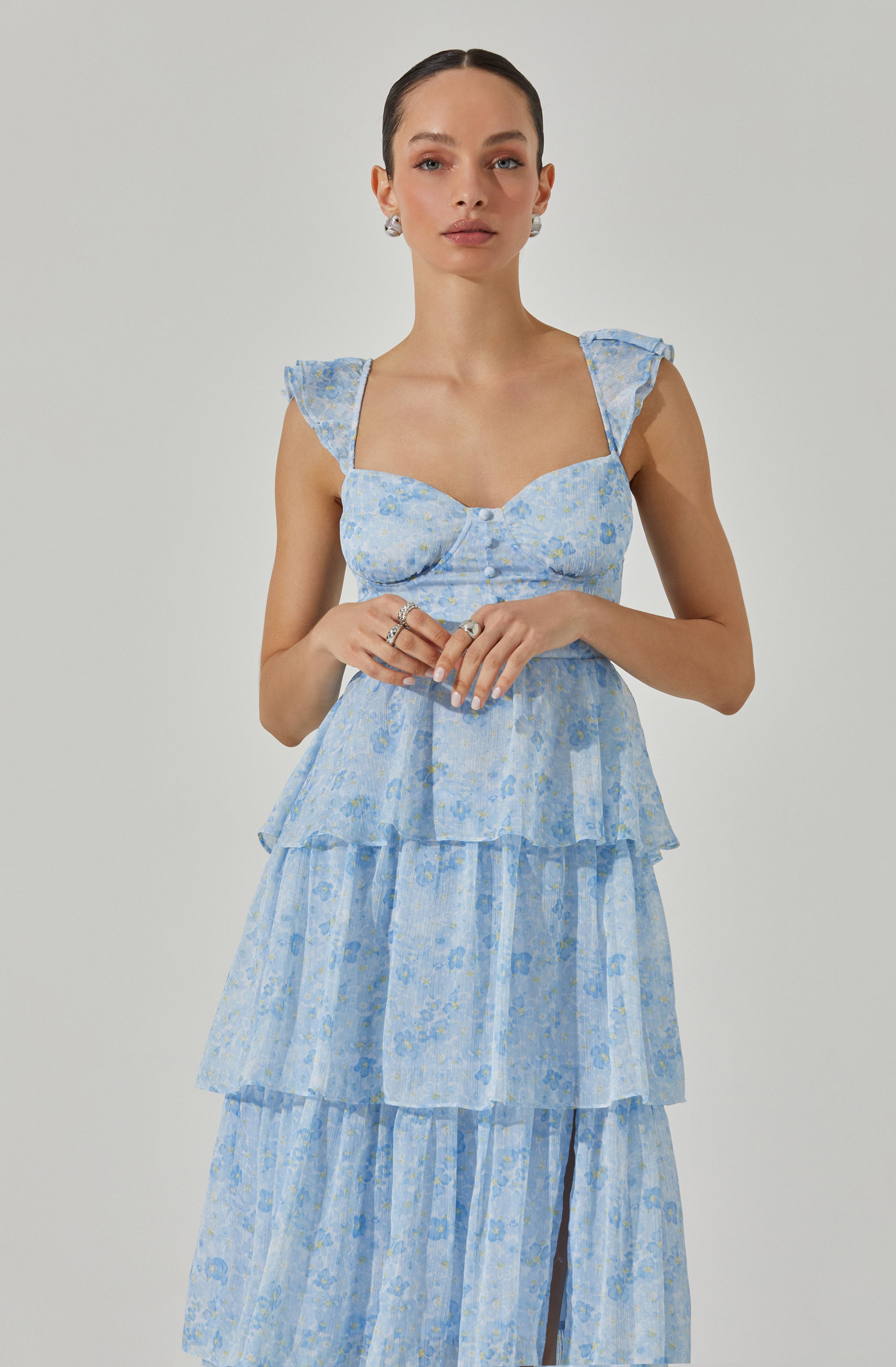 Elegant Midsummer Floral Tiered Maxi Dress for Women - Boho Summer Beach Dress for Vacations, Parties & Outdoor Events