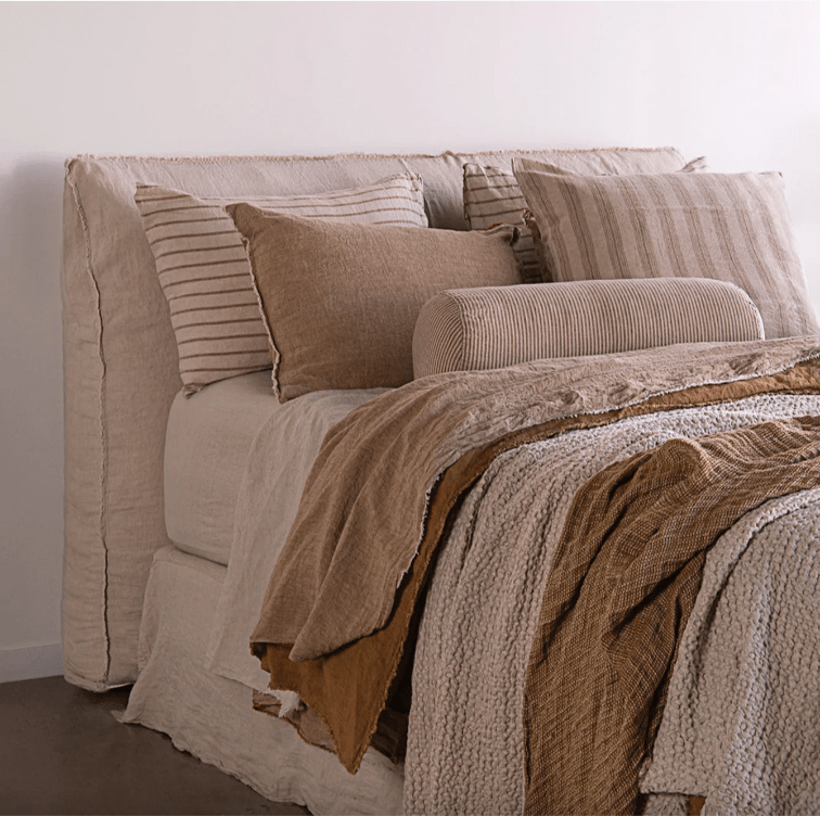 Premium Linen Pillowcase - Basix Stripe Brun/Sable - Soft & Breathable for Better Sleep - Perfect for Bedroom, Hotel, or Travel Use