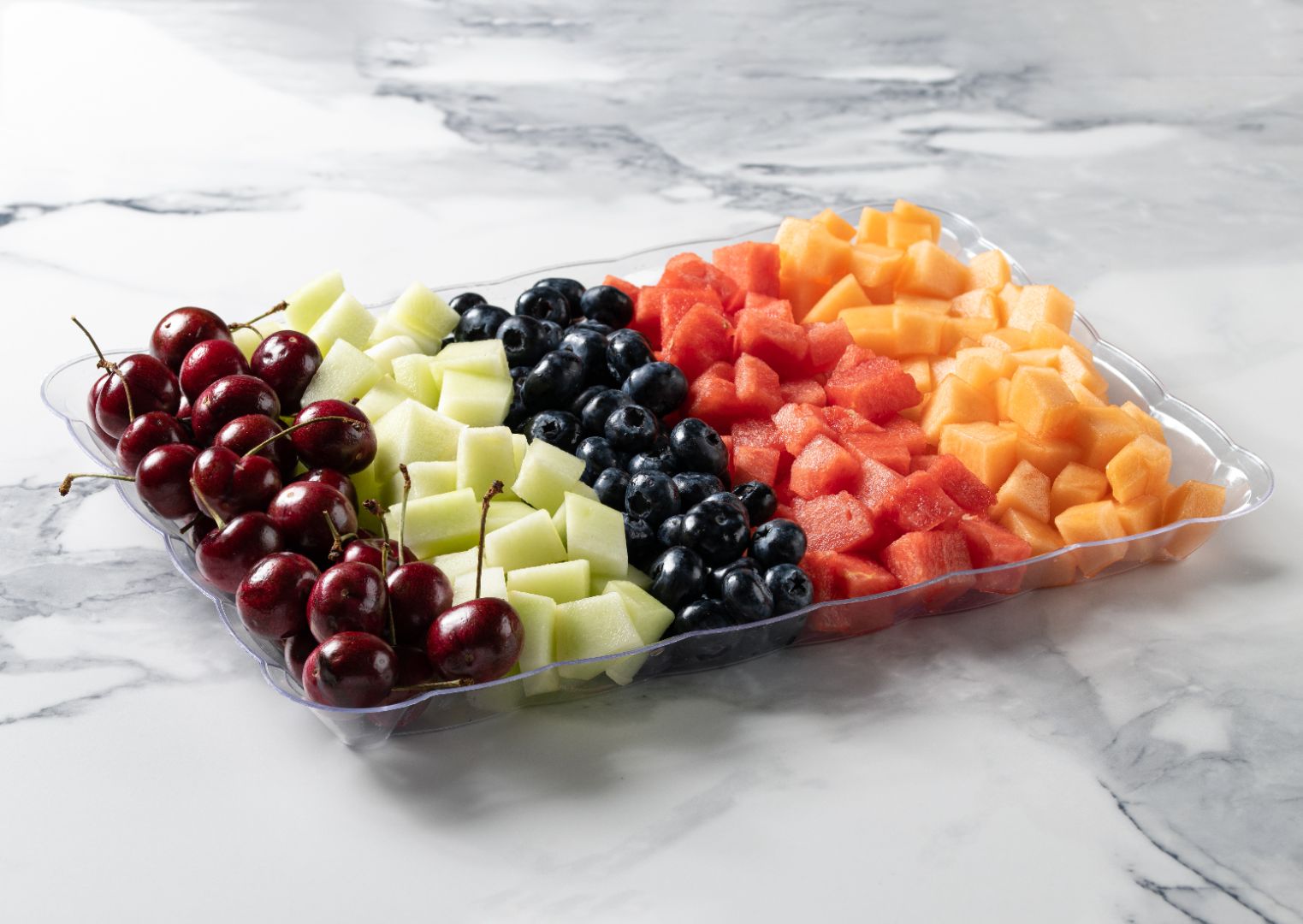Scalloped Clear Rectangular Serving Tray - Set of 2 - Perfect for Party Appetizers, Desserts & Home Decor - Elegant Acrylic Display Platter for Entertaining & Dining