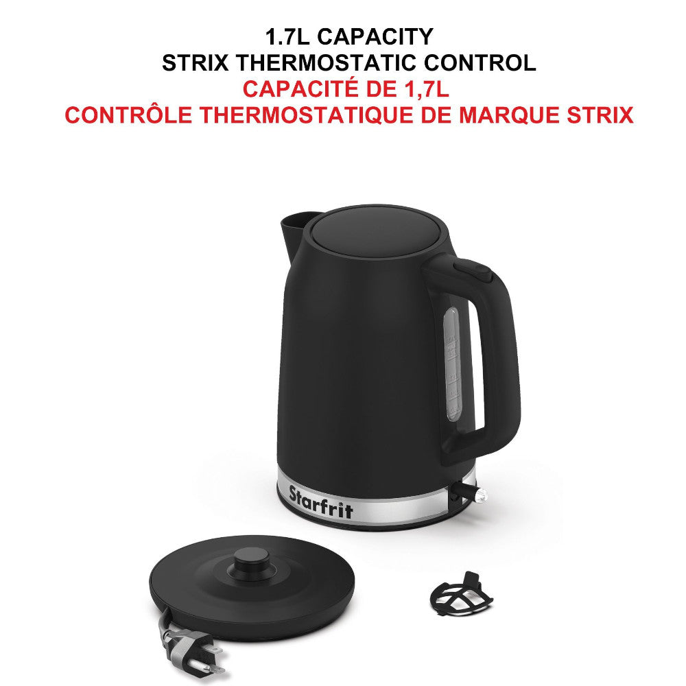 STARFRIT 024055 Electric Kettle 1.7L Fast Boiling, Auto Shut-Off & Boil-Dry Protection, BPA-Free Stainless Steel - Perfect for Home, Office, Dorm & Travel Use
