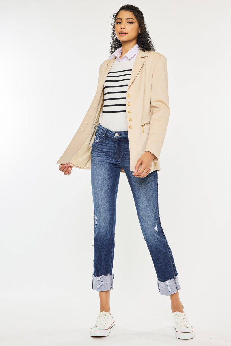 Fallon Mid Rise Slim Straight Leg Jeans for Women - Comfortable Stretch Denim Pants - Perfect for Casual Wear, Office & Everyday Outfits