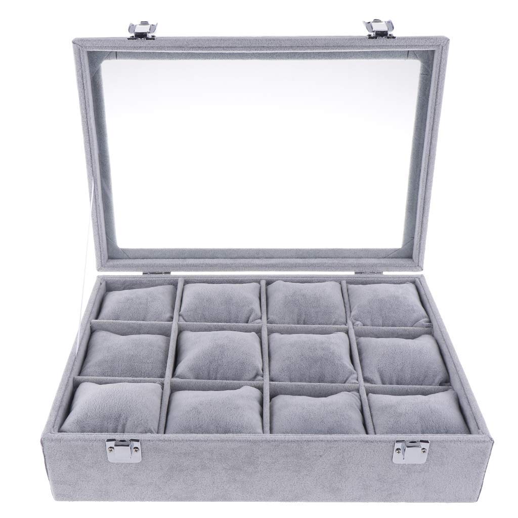 12-Slot Jewelry Organizer Box - Premium Watch Display Case with Bracelet Tray & Lid - Perfect for Jewelry Storage, Watch Collection, and Gift Presentation