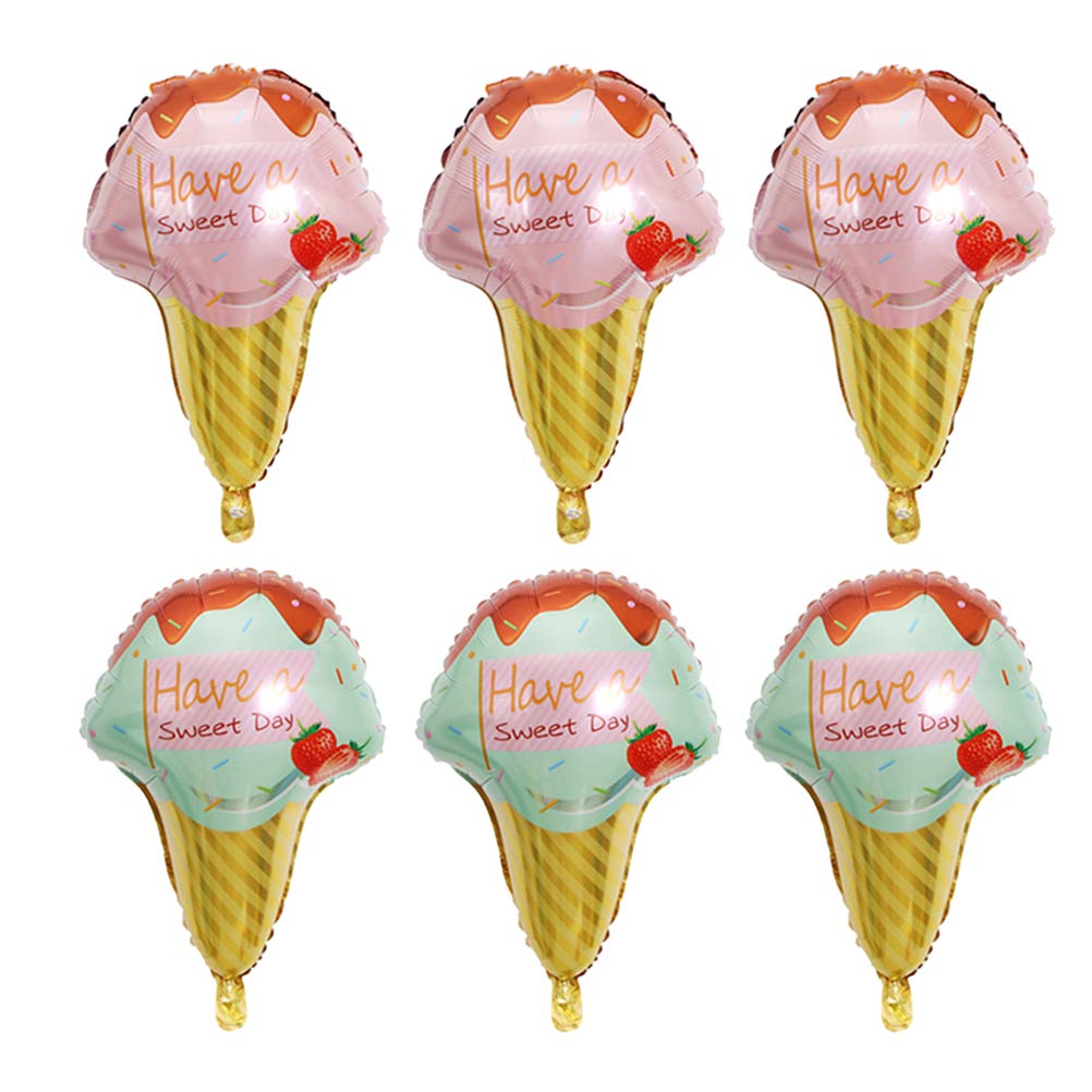 Gatuida 6-Pack Ice Cream Aluminum Foil Balloons - Colorful Party Decorations for Birthday, Baby Shower & Wedding (Green/Pink) - Summer Pool Party, Backyard BBQ & Indoor Celebration Decor