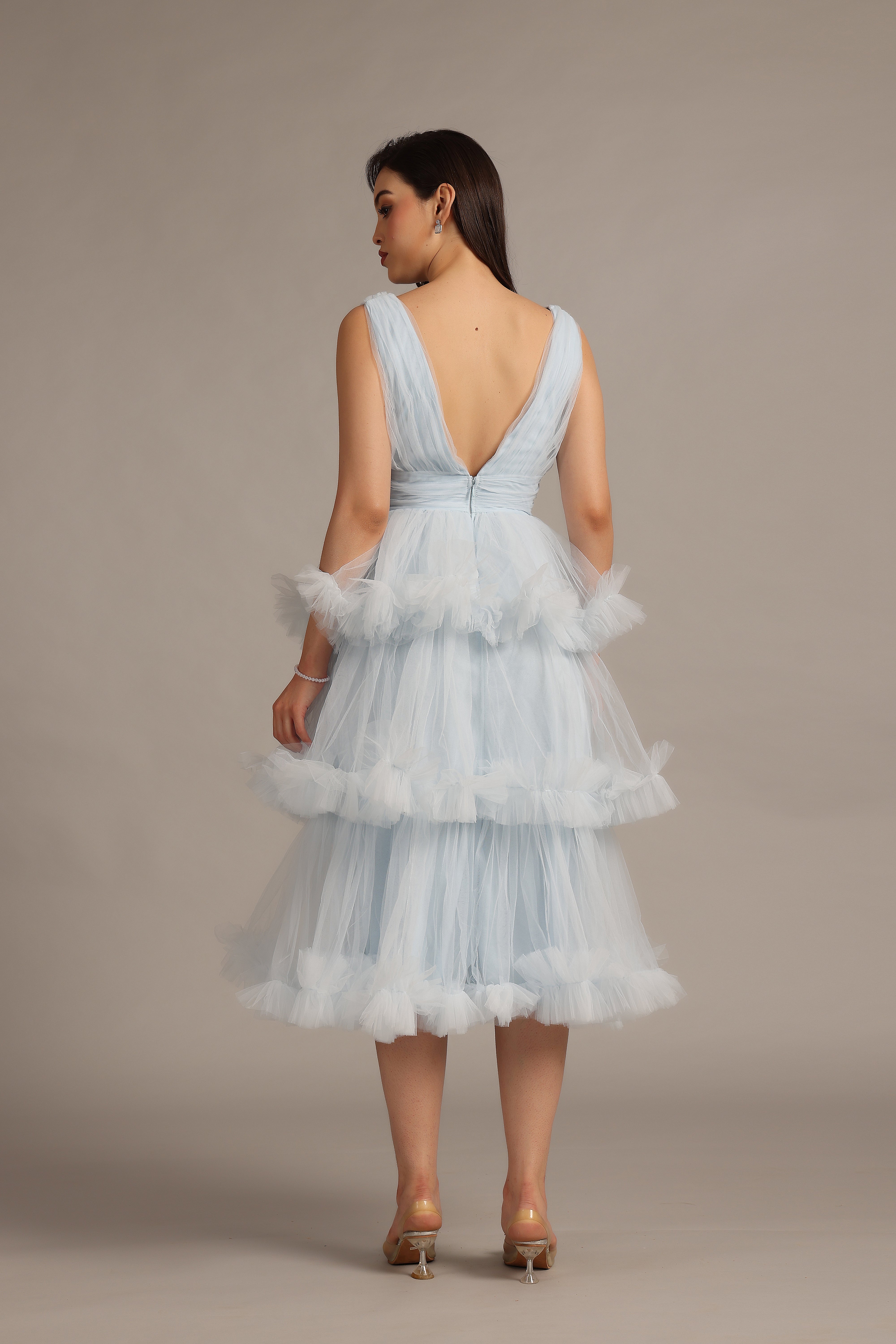 Neddin Midaxi Dress in Powder Blue - Elegant Casual Wear for Women, Perfect for Parties, Dates & Office Outfits