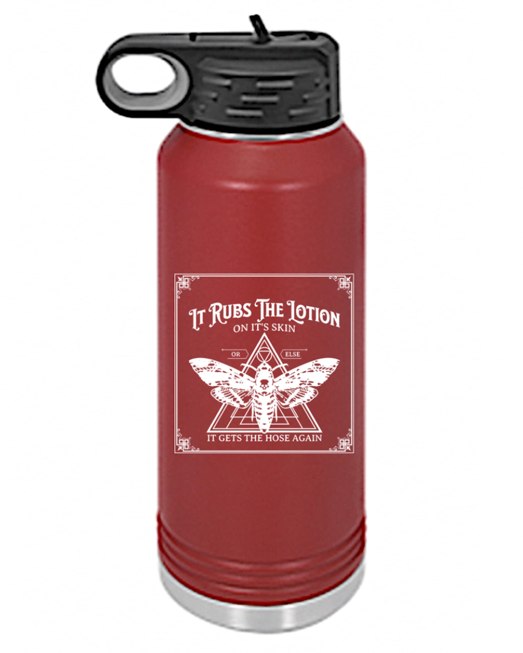 20 oz. Maroon Vacuum Insulated Stainless Steel Thermos - The Silence of The Lambs Themed Water Bottle with 