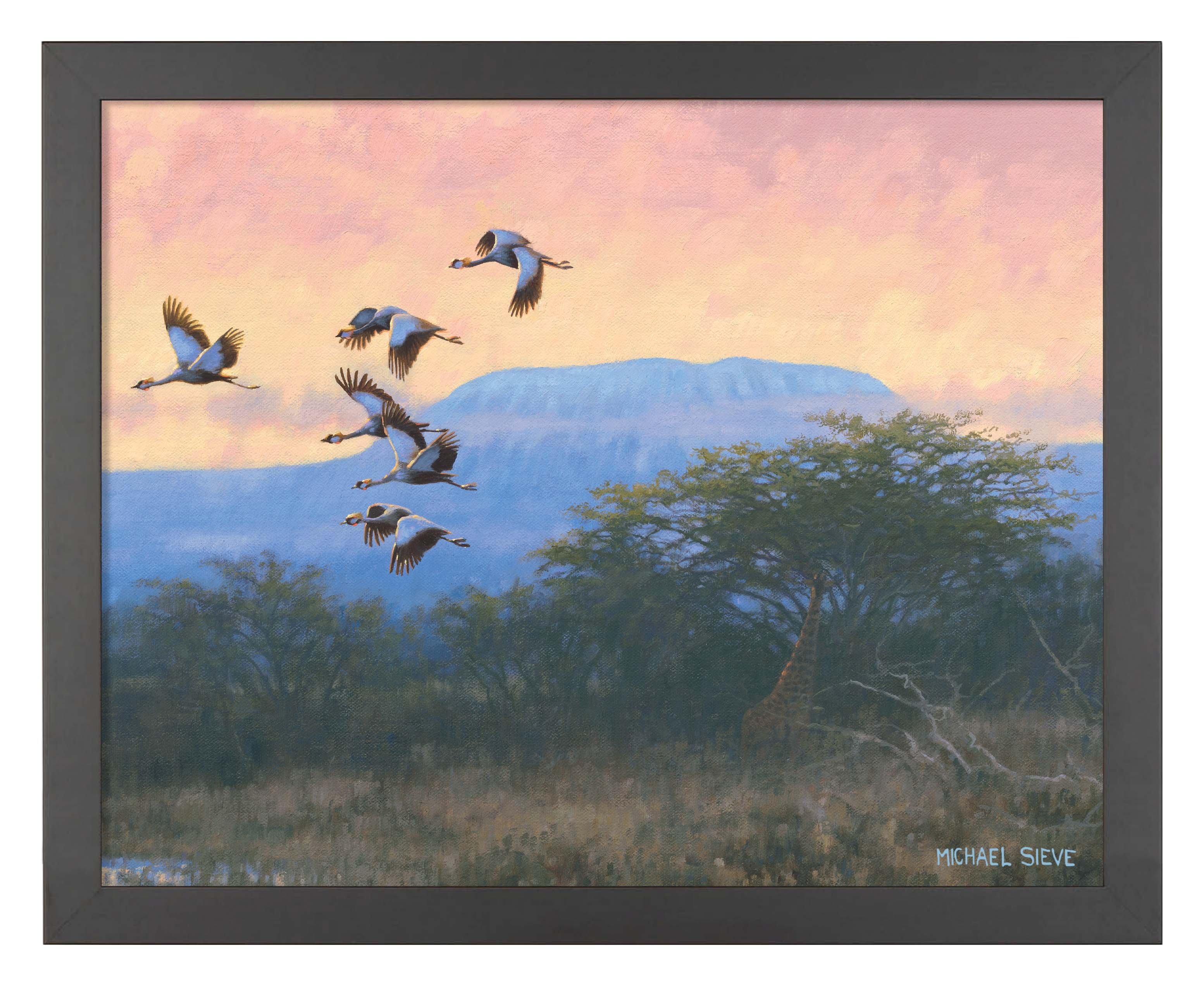 Exquisite Crowned Cranes Art Prints - Handmade Wildlife Wall Decor for Living Room, Bedroom & Office - Premium Framed Bird Painting Home Decor