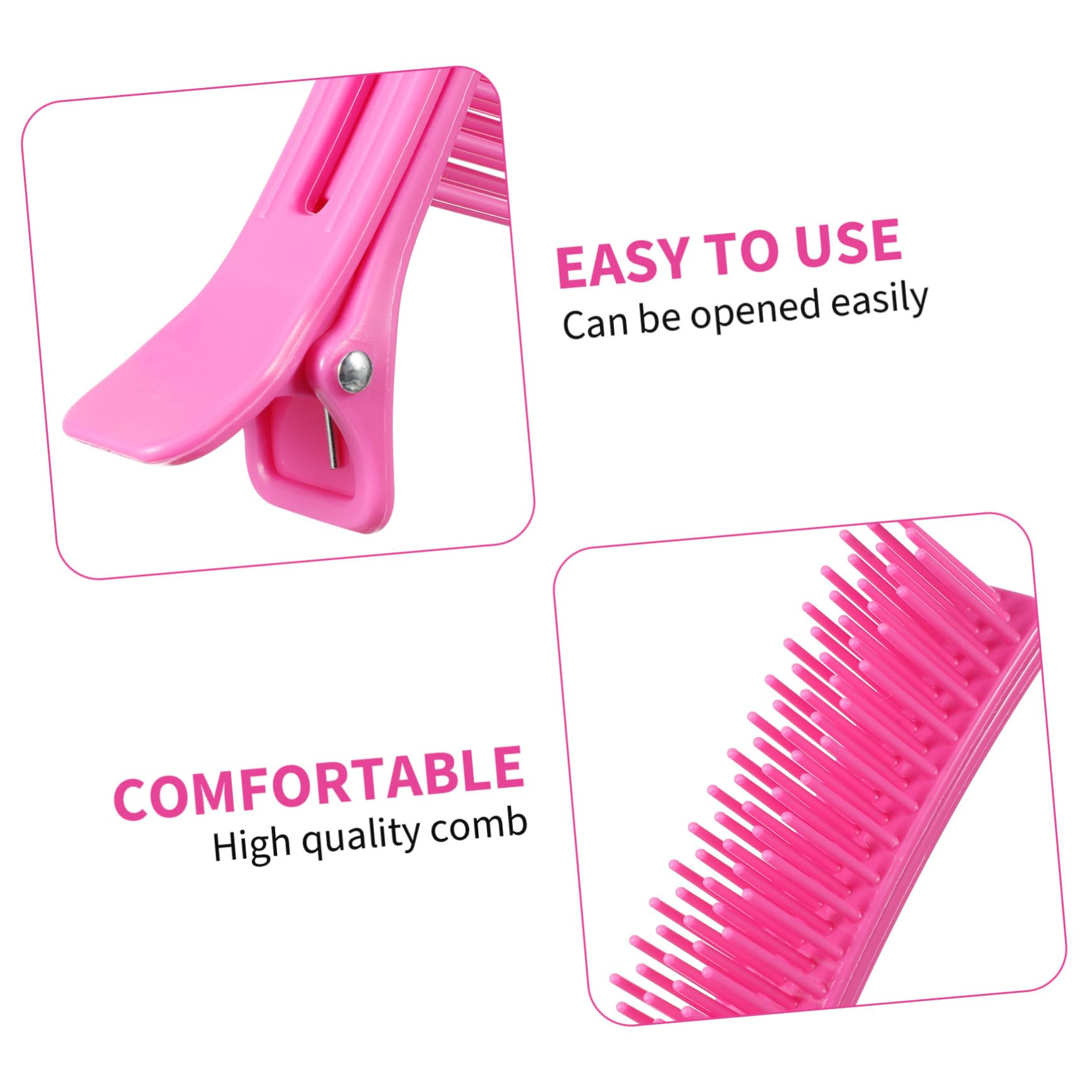 Kichvoe 2-Pack Extra Large Hair Sectioning Clips for Curly Hair - Salon Quality Styling Tools with Large Round Mirror, Perfect for Makeup & Hairdressing (Pink)