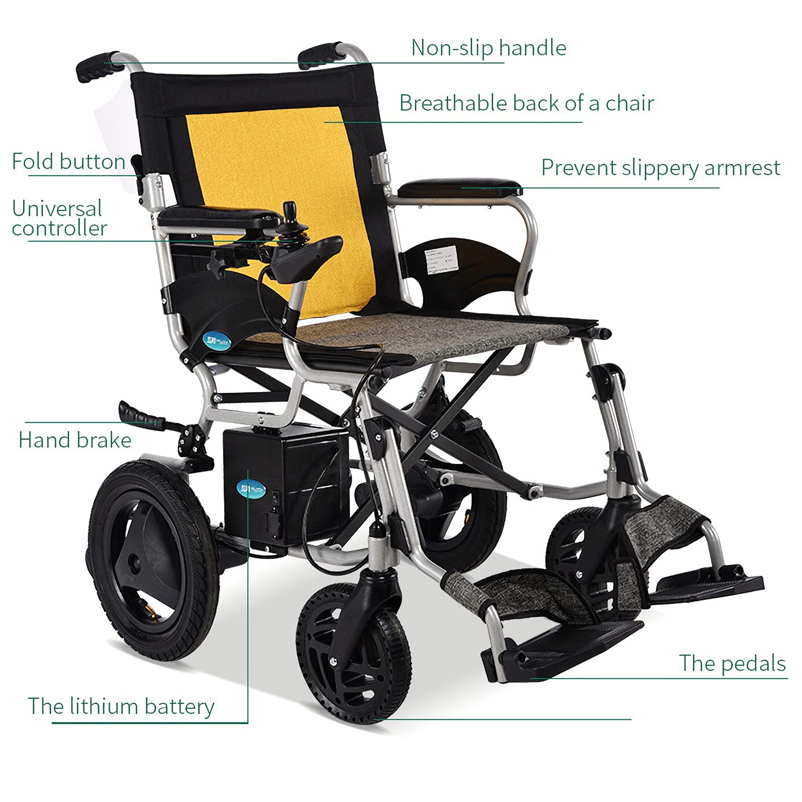 UELEGANS Deluxe Electric Wheelchair - Lightweight Foldable Power Wheelchair with Dual Motor, Portable & Easy Carry - Ideal for Elderly & Disabled - Perfect for Indoor/Outdoor Use, Travel & Daily Mobility