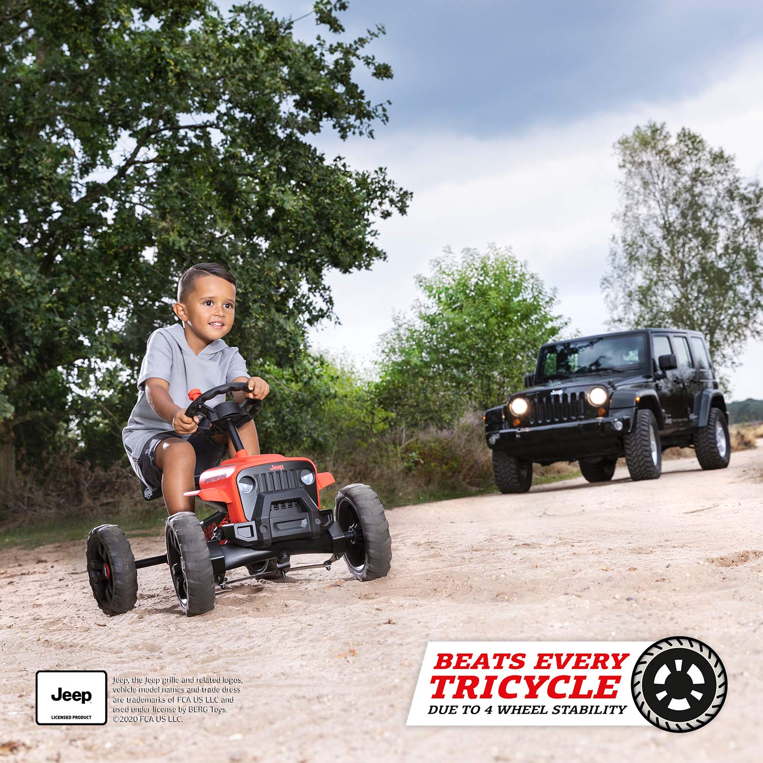 BERG Pedal Kart Buzzy Rubicon - Adjustable Go Kart for Kids Ages 2-5 | Outdoor Ride-On Toy for Boys & Girls | Durable Pedal Car Beats Tricycles | Perfect for Backyard Fun, Park Adventures & Family Outdoor Activities