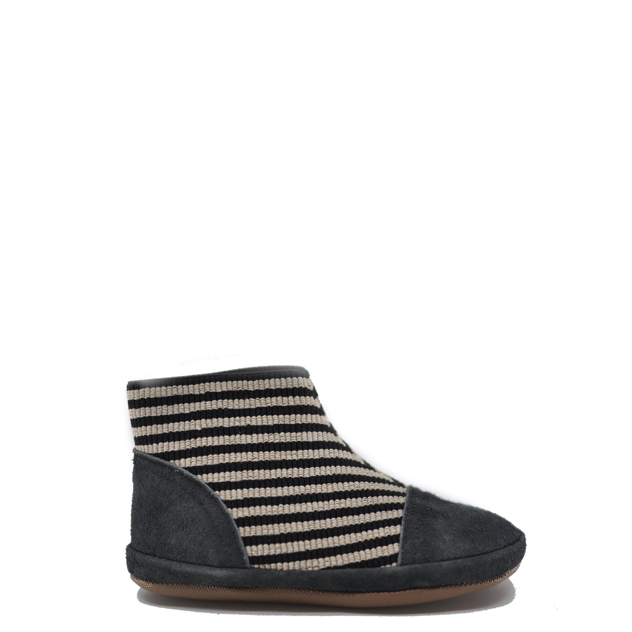 Pepe Gray Striped Elastic Bootie - Comfortable & Stylish Women's Slip-On Shoes for Casual Wear & Outdoor Activities