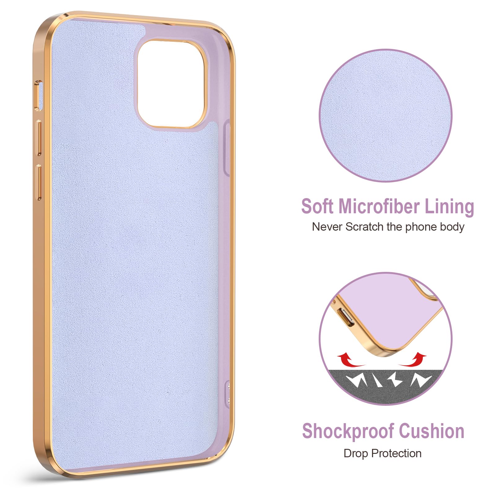 Hython iPhone 12 Pro Max Case with Rotatable Ring Stand - Purple Shockproof Cover for Women & Men | Perfect for Work & Travel