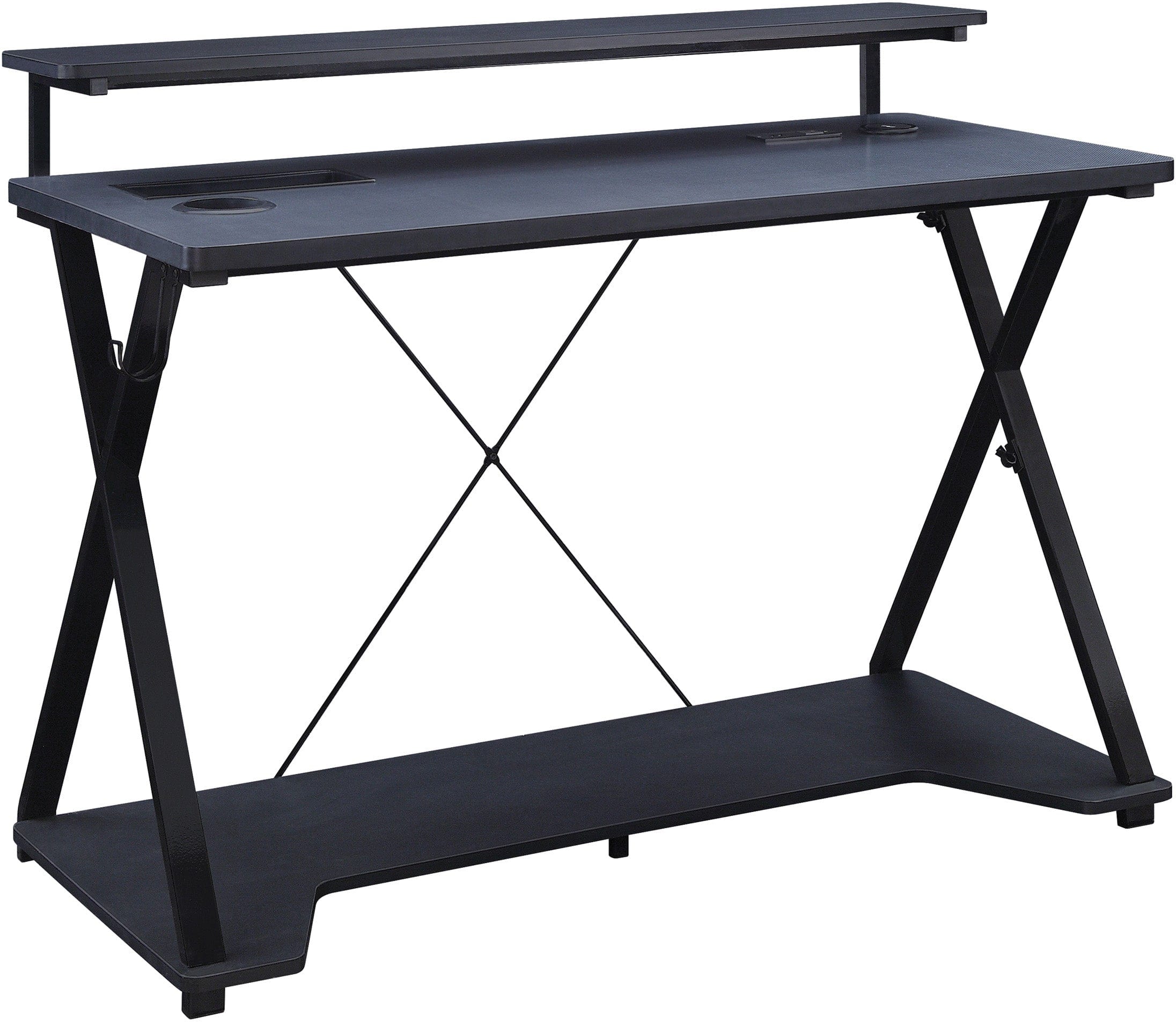 Office Star CheckP4824GD Gaming Desk with Monitor Stand - Ergonomic Home Office & Gaming Setup for PC, Laptop & Console Gamers