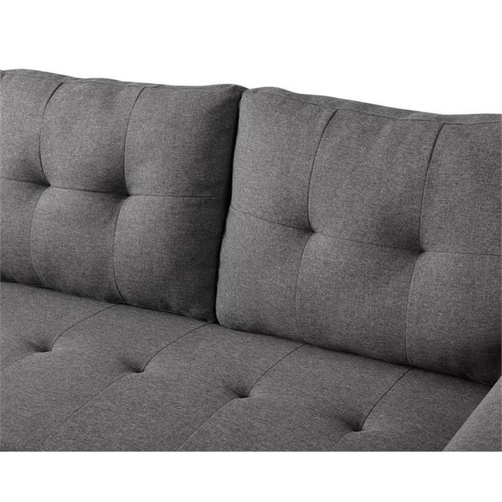 BOWERY HILL Reversible Sectional Sleeper Sofa Bed with Storage - Steel Gray Linen Fabric - Space Saving Furniture for Small Apartments, Living Rooms & Guest Rooms
