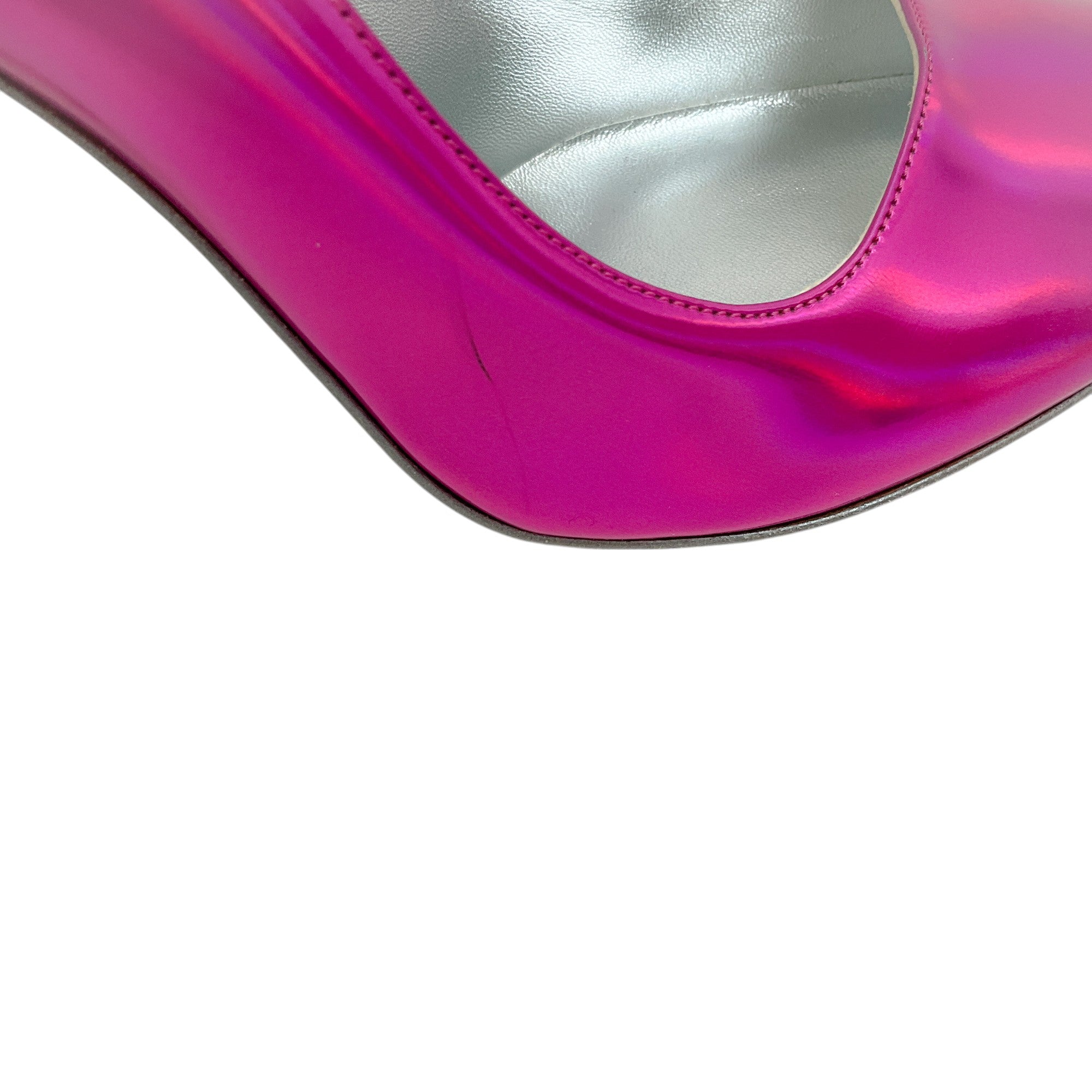 Bruno Frisoni Women's Hot Pink Holographic Leather Pumpette Pumps - Elegant High Heels for Parties, Weddings & Special Occasions
