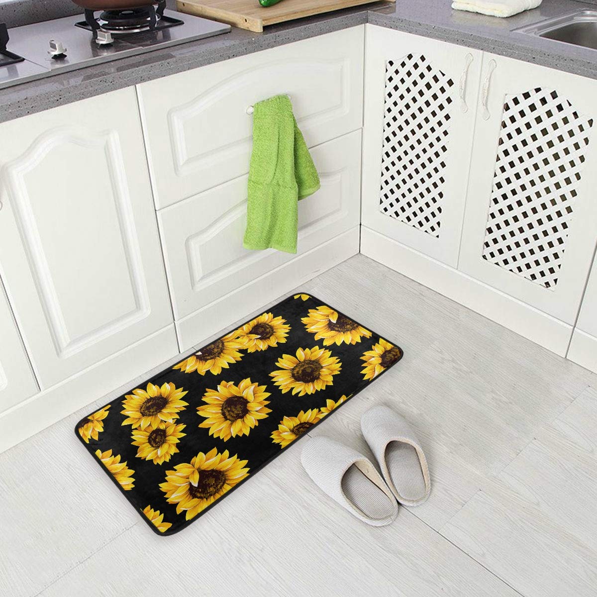 Sunflower Anti-Fatigue Kitchen Mat - Non-Slip, Stain-Resistant for Indoor/Outdoor Use