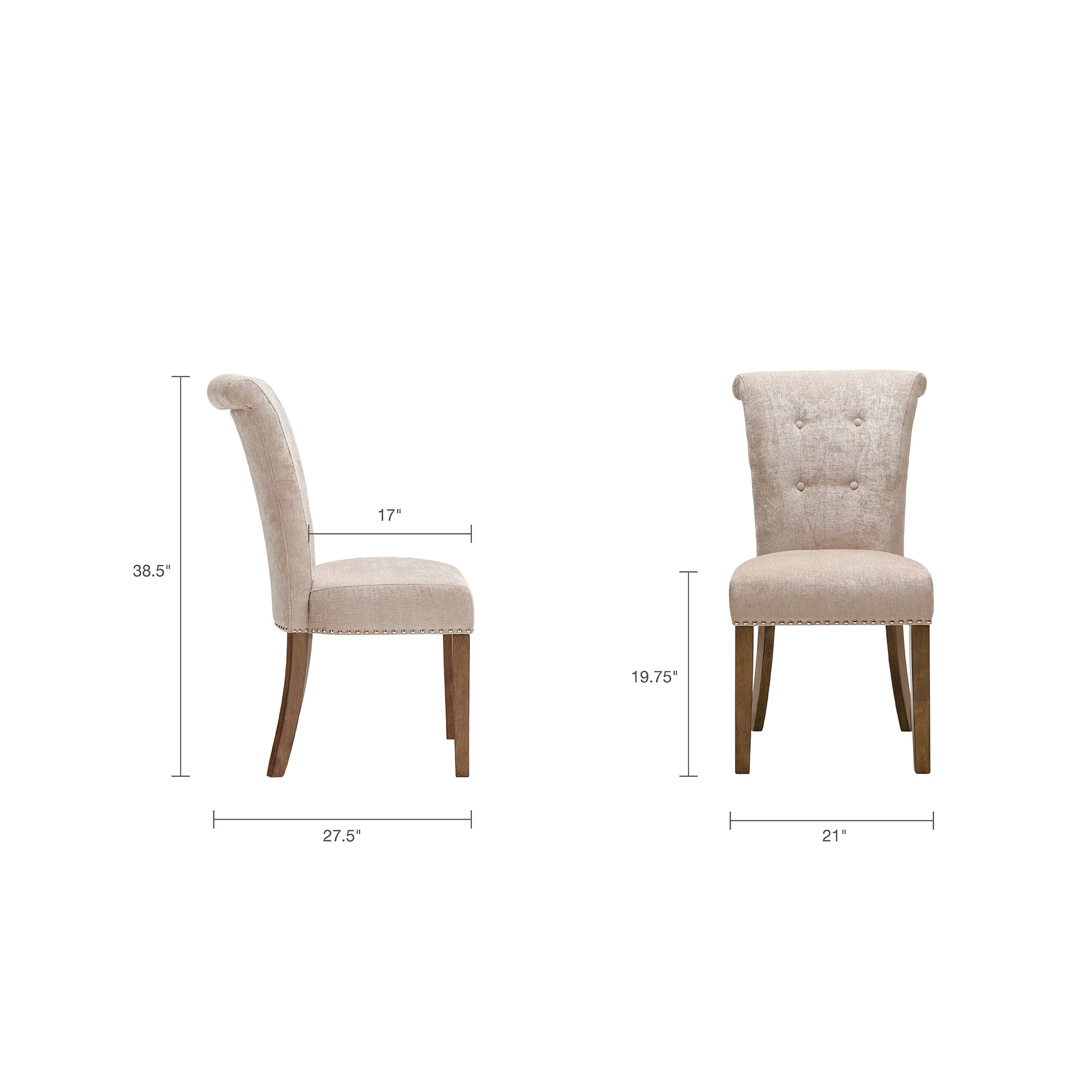 Colfax Modern Dining Chairs Set of 2 - Sturdy Wooden Kitchen Chairs with Upholstered Seats - Perfect for Dining Room, Kitchen, Breakfast Nook & Small Spaces