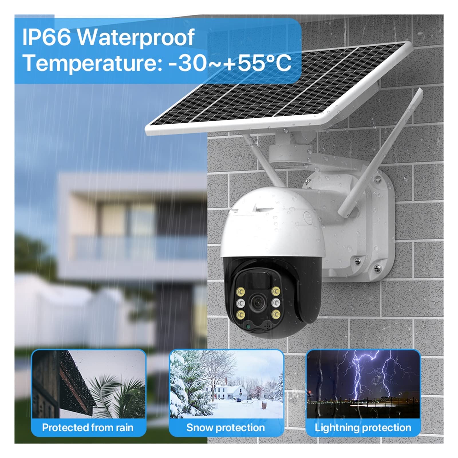 MZZYG 4G Solar Security Camera Outdoor - 1080P HD Wireless PTZ IP Camera with Built-in Battery, 5W Solar Panel & PIR Motion Detection (WiFi + 32GB Card Included) - Ideal for Home Security, Farm Monitoring & Business Surveillance