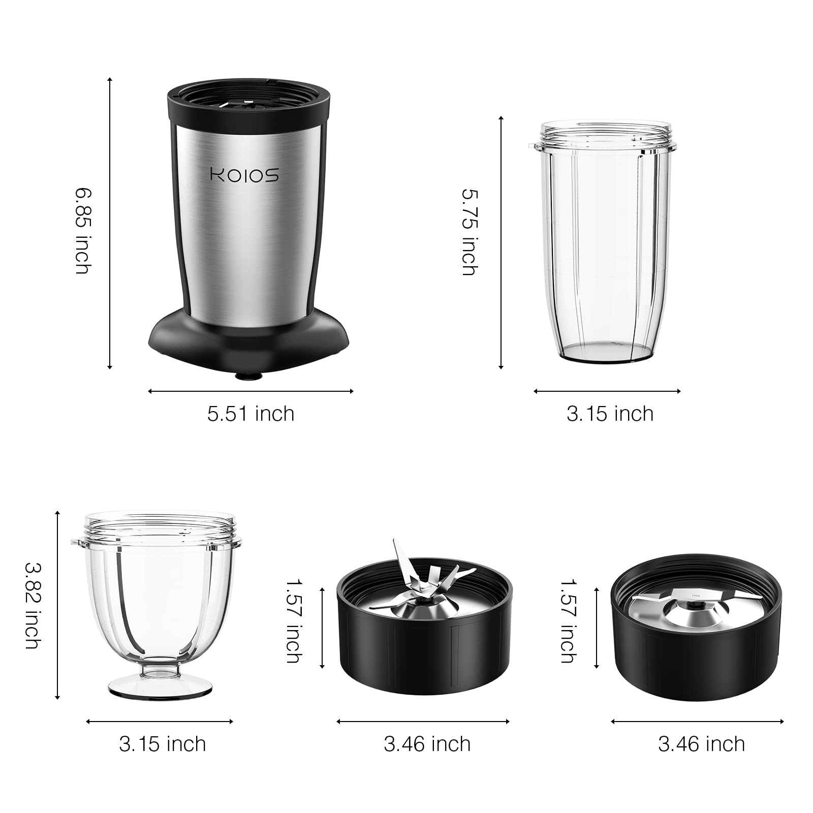 KOIOS Blender Replacement Blades 2-Leaf Flat Blades with Gaskets - Compatible with BL219B & BL328B 900W Models - Perfect for Smoothies, Ice Crushing & Food Processing