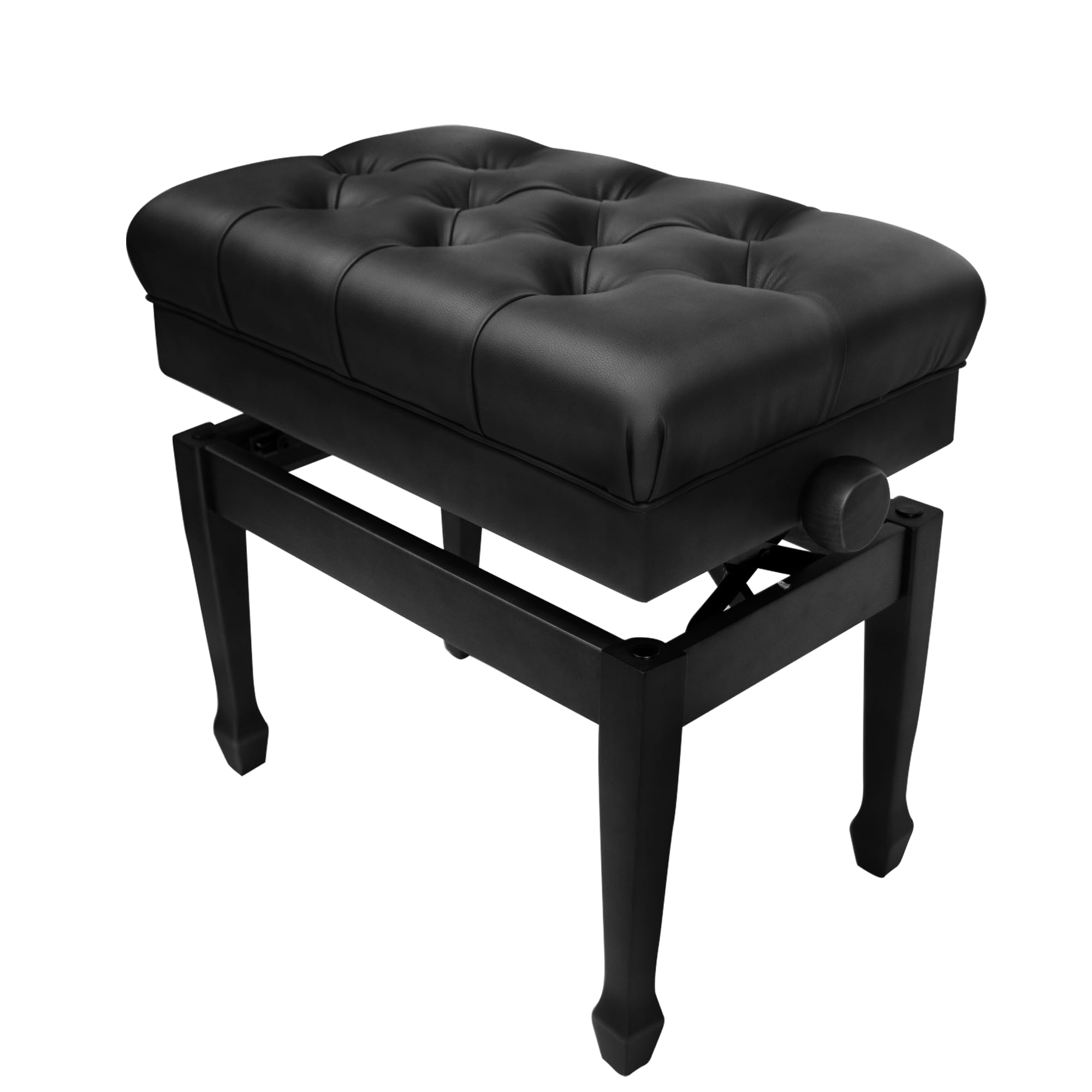 Premium Adjustable Piano Bench with Storage - Genuine Leather Upholstered Wooden Stool with Thick Padded Cushion - Perfect for Home, Studio & Music Classroom Use