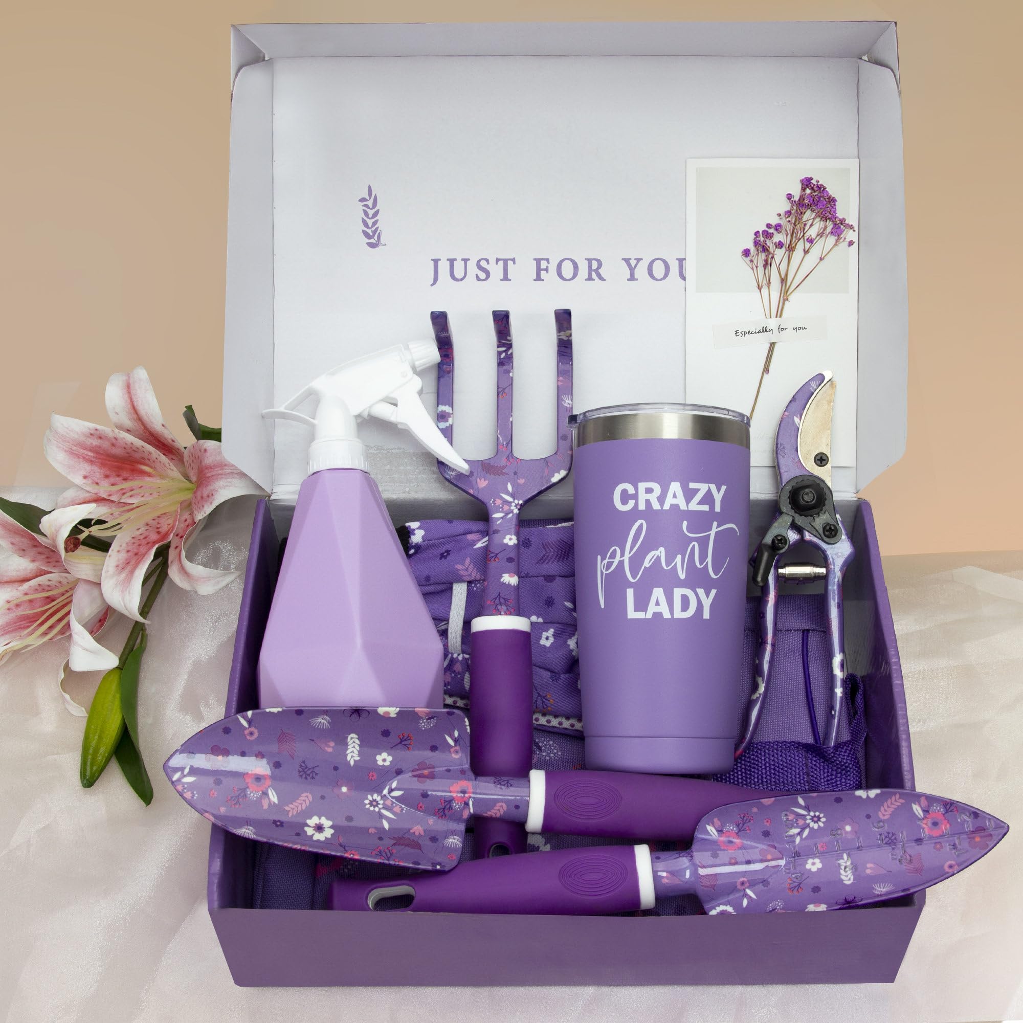 Premium Heavy Duty Gardening Tool Set for Women - 3-Piece Stainless Steel Hand Tools with Durable Purple Garden Tool Bag - Perfect for Planting, Weeding, and Outdoor Gardening Gifts
