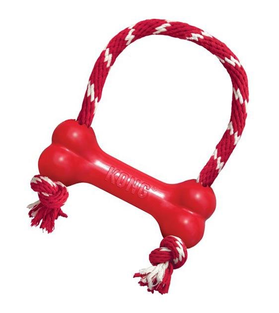 Kong Classic Goodie Bone with Rope - Durable Dog Chew Toy for Aggressive Chewers - Perfect for Fetch, Tug-of-War & Teeth Cleaning