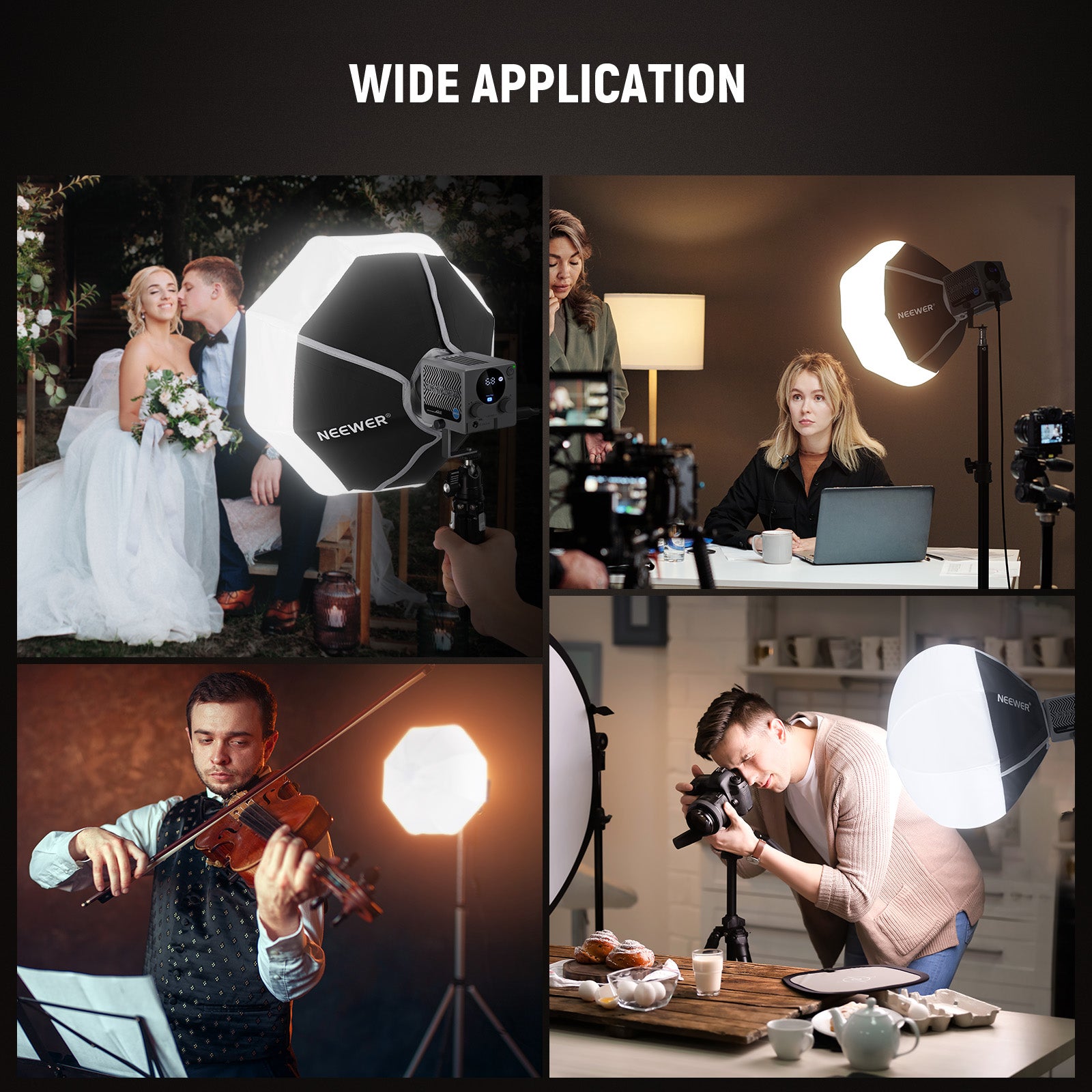 NEEWER NS7L 12/30cm Lantern Softbox for HS60B LED Video Light - Professional Photography Lighting Diffuser for YouTube, Studio & Portrait Shooting