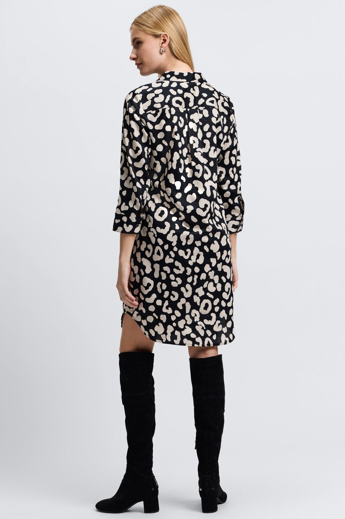 Sloane Cheetah Print 3/4 Sleeve Wrap Dress for Women - Stylish Animal Print Midi Dress for Office, Party & Date Night