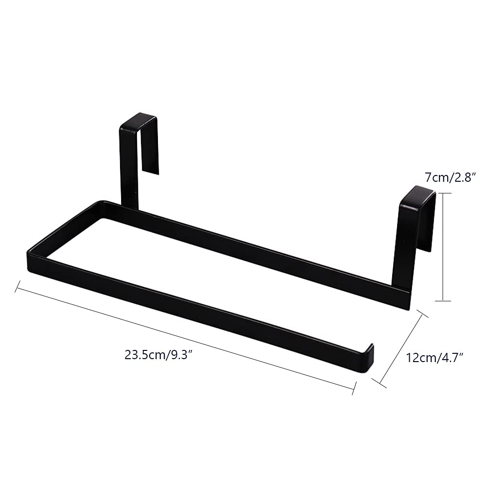 Meltset 2-Pack No Drill Under Cabinet Paper Towel Holder - Over The Door Kitchen Towel Rack for Shelf or Door Mount (Black) | Space-Saving Storage for Kitchen, Bathroom & Pantry Organization
