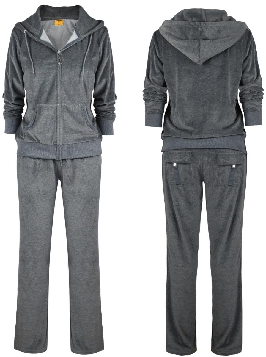 Women's Velour Sweat Suit Set - Comfortable Zip Hoodie & Jogger Pants for Workout, Lounge & Casual Wear | Soft Athletic Outfit for Yoga, Running & Everyday Comfort