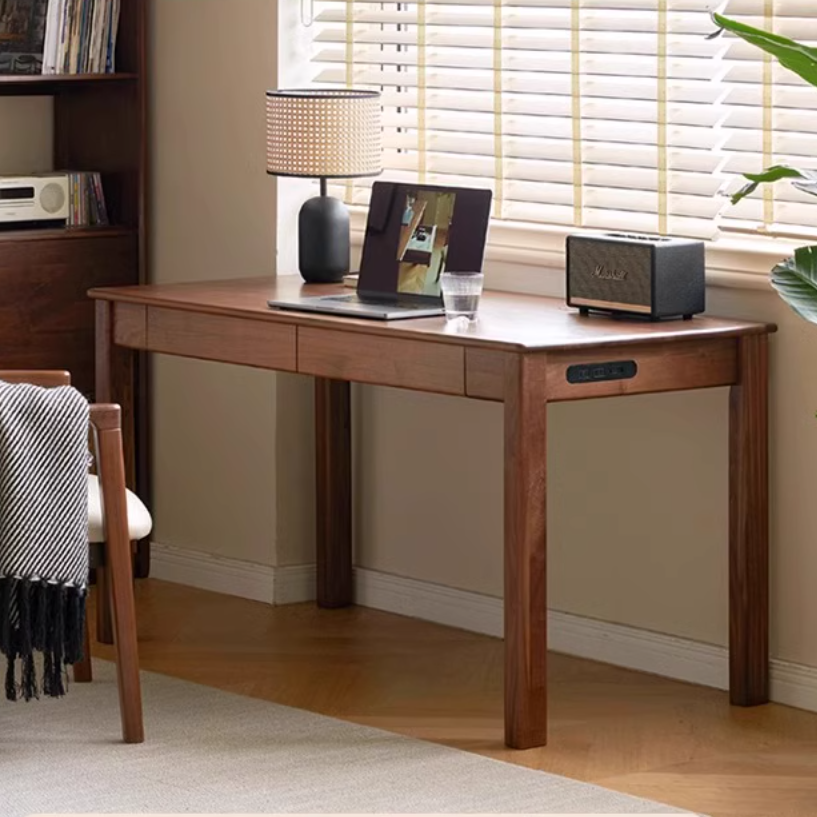 Premium Black Walnut, Ash & Oak Solid Wood Modern Writing Desk - Home Office Furniture for Work & Study | Ergonomic Design for Comfort & Productivity