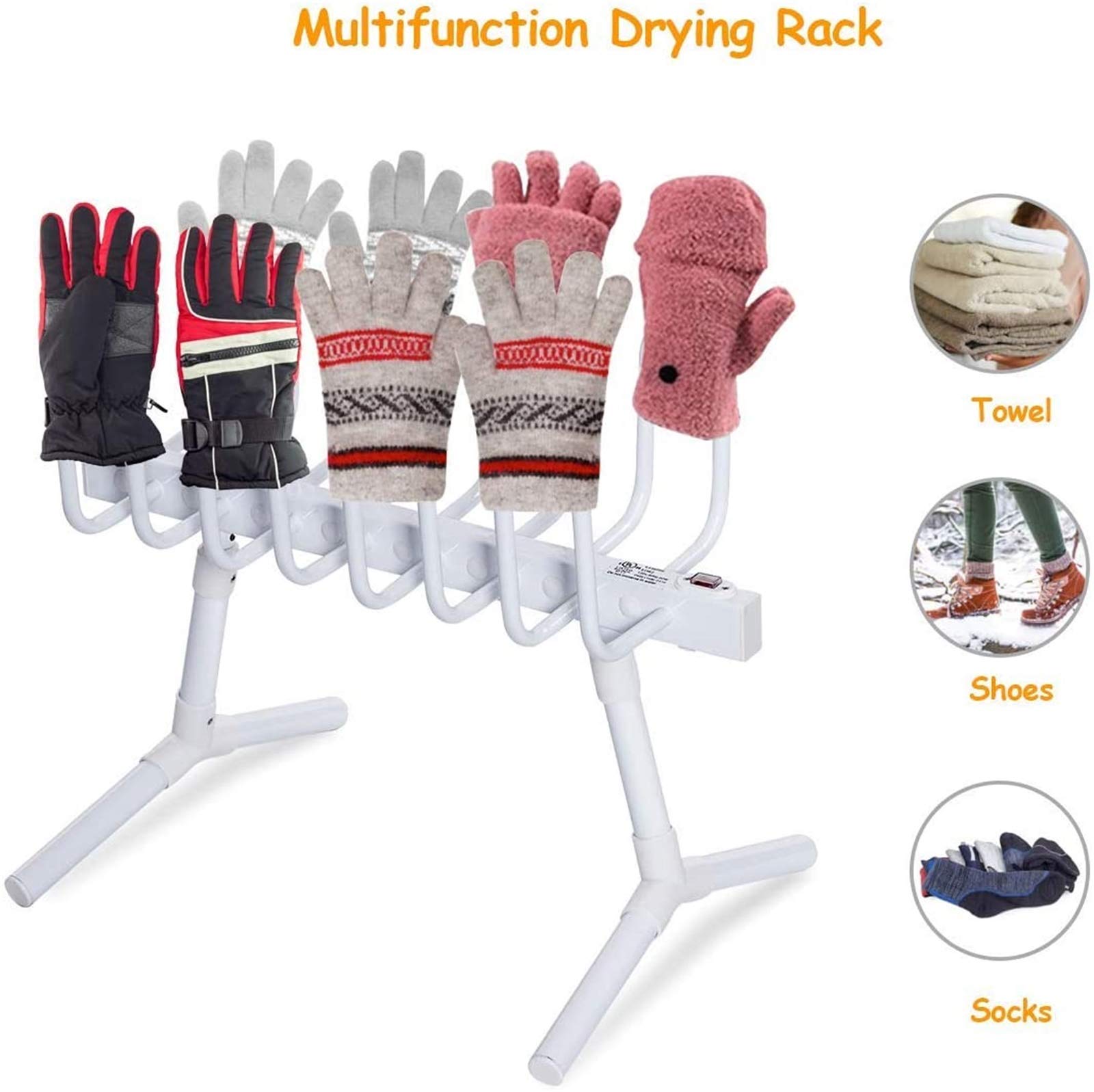 4 Pairs Electric Shoe Dryer & Warmer - Free Standing Boot & Shoe Dehumidifier for Boots, Shoes, Socks & Gloves - Fast Drying Machine for Home, Gym & Outdoor Use - White