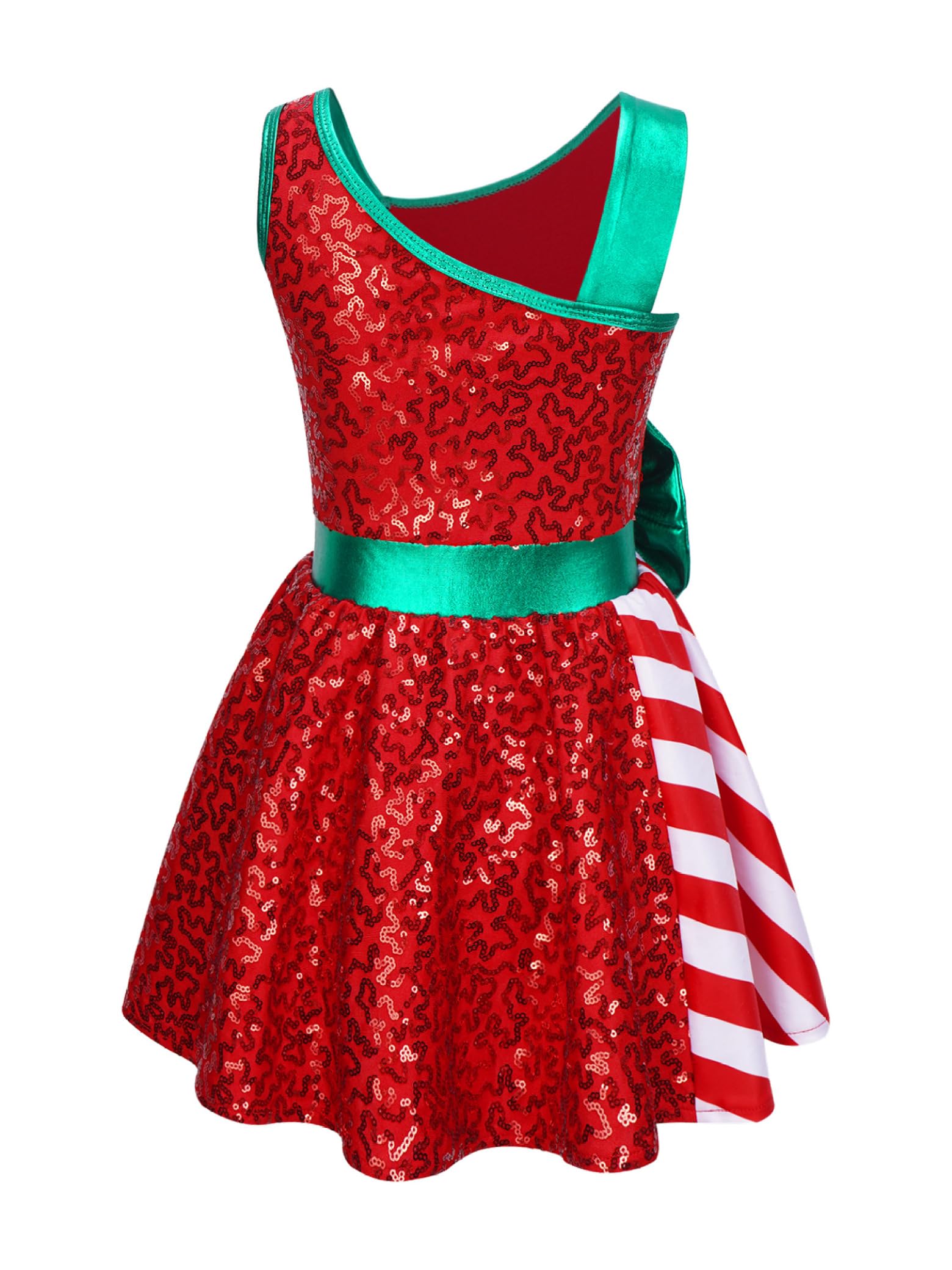 Girls Christmas Dance Costume - Santa Elf Fancy Dress with Shiny Sequins Tutu Leotard for Holiday Performances & Xmas Parties