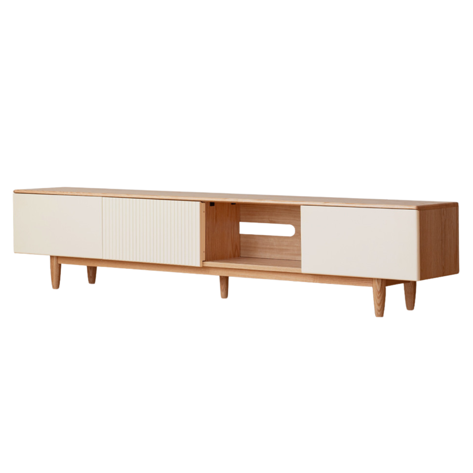 Modern Oak Solid Wood TV Stand with Storage - Stylish Entertainment Center for Living Room, Bedroom & Home Theater