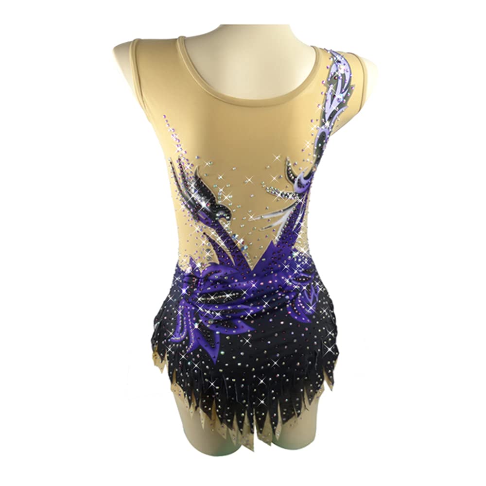 LIUHUO Purple Rhythmic Gymnastics Leotard for Girls & Women - Stretchable Dance Costume for Competition, Performance, and Practice - Perfect for Ballet, Gymnastics, and Dance Recitals