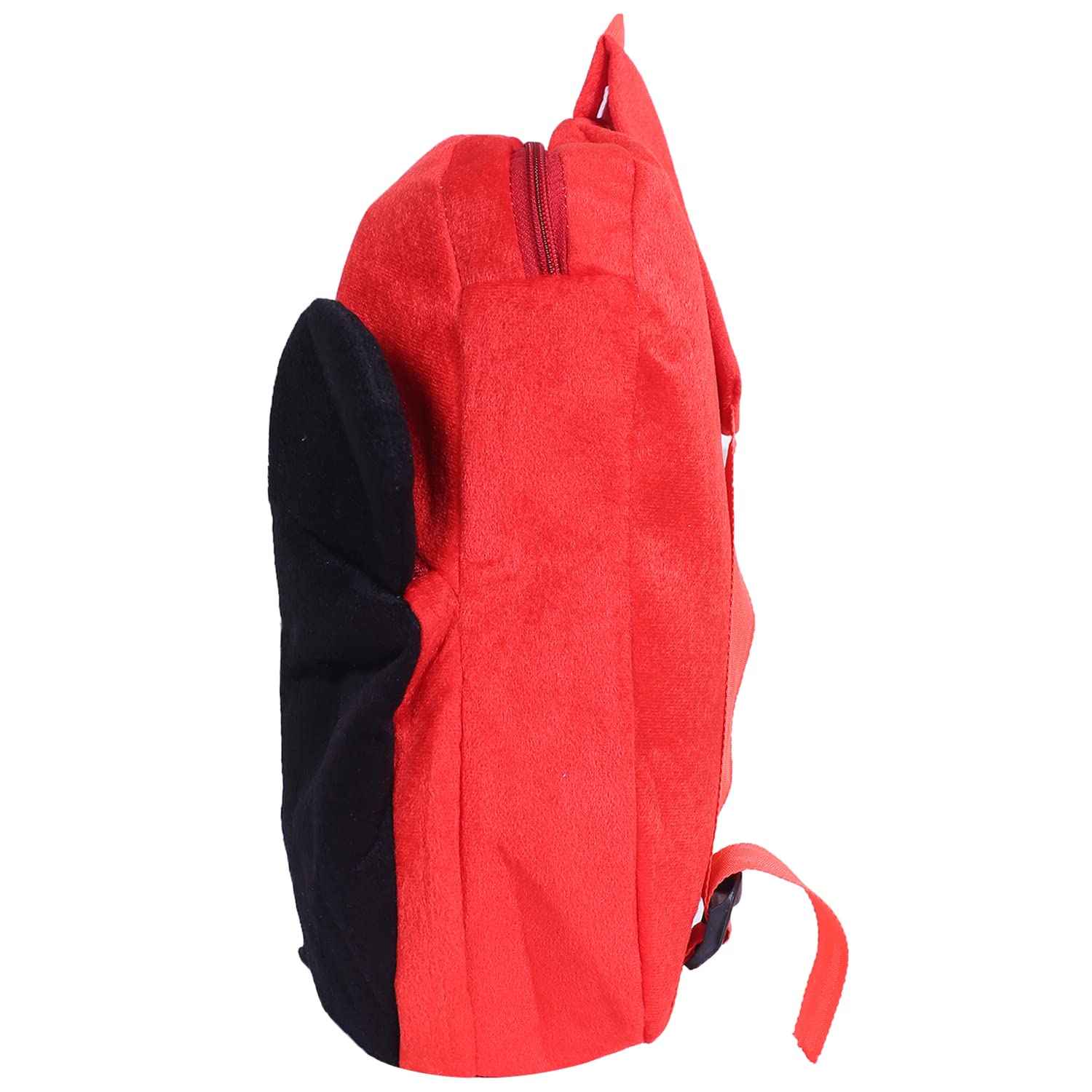 Disney Mickey Mouse Plush Backpack for School & Travel - 2 Compartment Velvet Bag with Zipper & Mickey Face Design (Red) - Perfect for Kids, Students, and Disney Fans