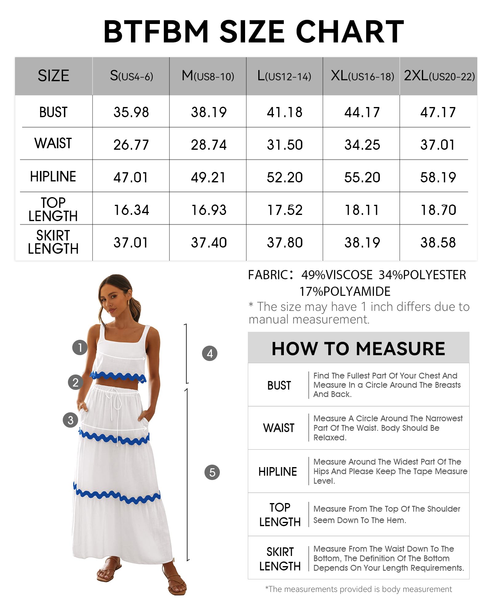 BTFBM Women's Summer 2 Piece Outfits - Sleeveless Crop Top & High Waisted Maxi Skirt Set with Pockets | Beach Vacation, Casual Wear, Boho Chic Outfit for Women