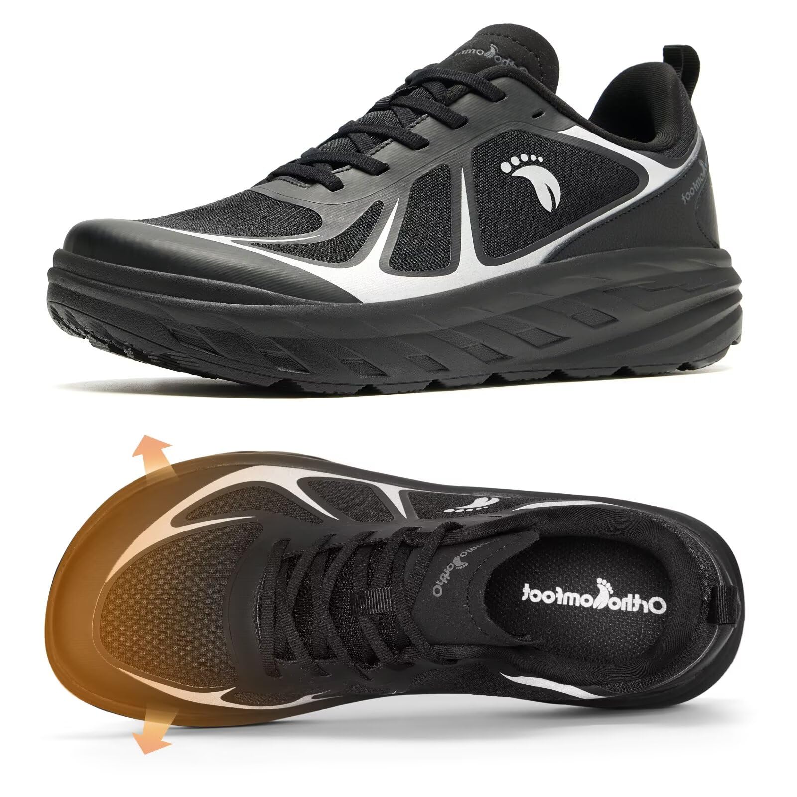 Men's Orthopedic Diabetic Wide Running Shoes with Arch Support - Plantar Fasciitis Relief Sneakers for Walking, Running & Work | Comfortable Swollen Foot & Heel Pain Solution for Casual & Sports Activities