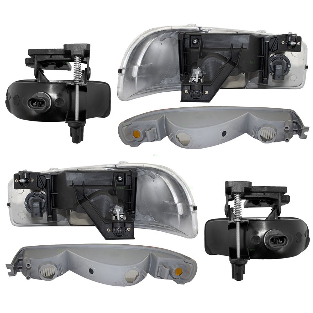 Premium 6-Piece Halogen Headlight Kit with Signal Marker & Fog Lights - Compatible with 1999-2007 GMC Sierra Pickup Truck (Part #10385054, 10385055) - Perfect for Night Driving & Off-Road Adventures