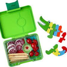 Yumbox Snack Box for Kids - Jurassic Green Dinosaur Themed Leak-Proof Bento Lunch Container | Perfect for School, Picnics, and Travel