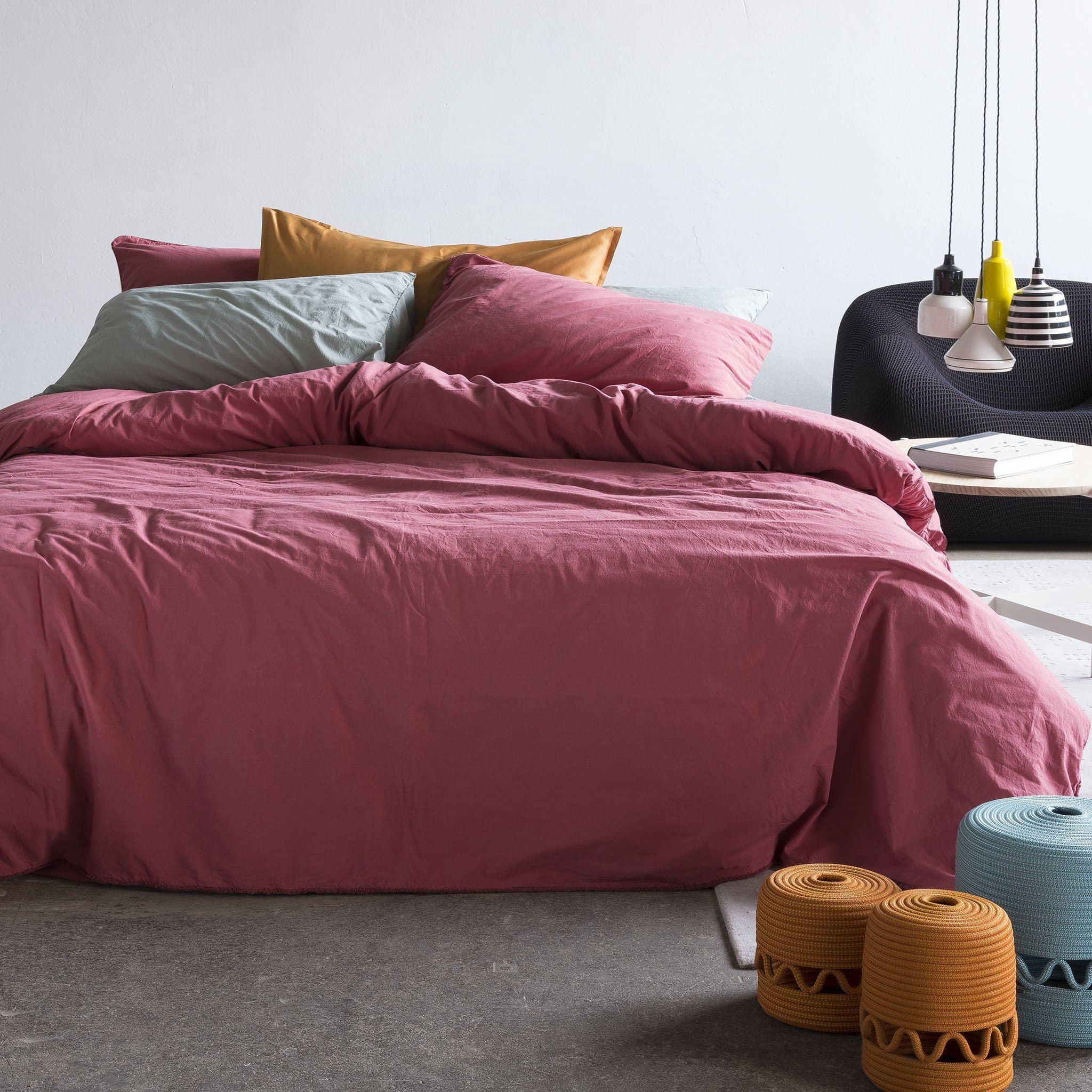 Lisola Stonewashed Pure Cotton Duvet Cover Set - 205x240cm Duvet Cover, 120x200x30cm Fitted Sheet, 50x80cm Pillowcase - Soft Washed Garment-Dyed Look for Cozy Bedroom & Guest Room Decor