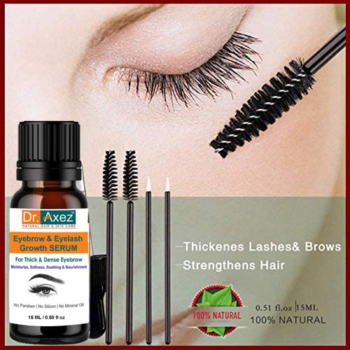 Dr. Axez 100% Pure Natural Castor Oil Eyebrow & Eyelash Growth Serum - 15ml Organic Herbal Hair Oil for Thicker Fuller Brows & Lashes | Handmade Home Remedy for Daily Beauty Routine & Night Care