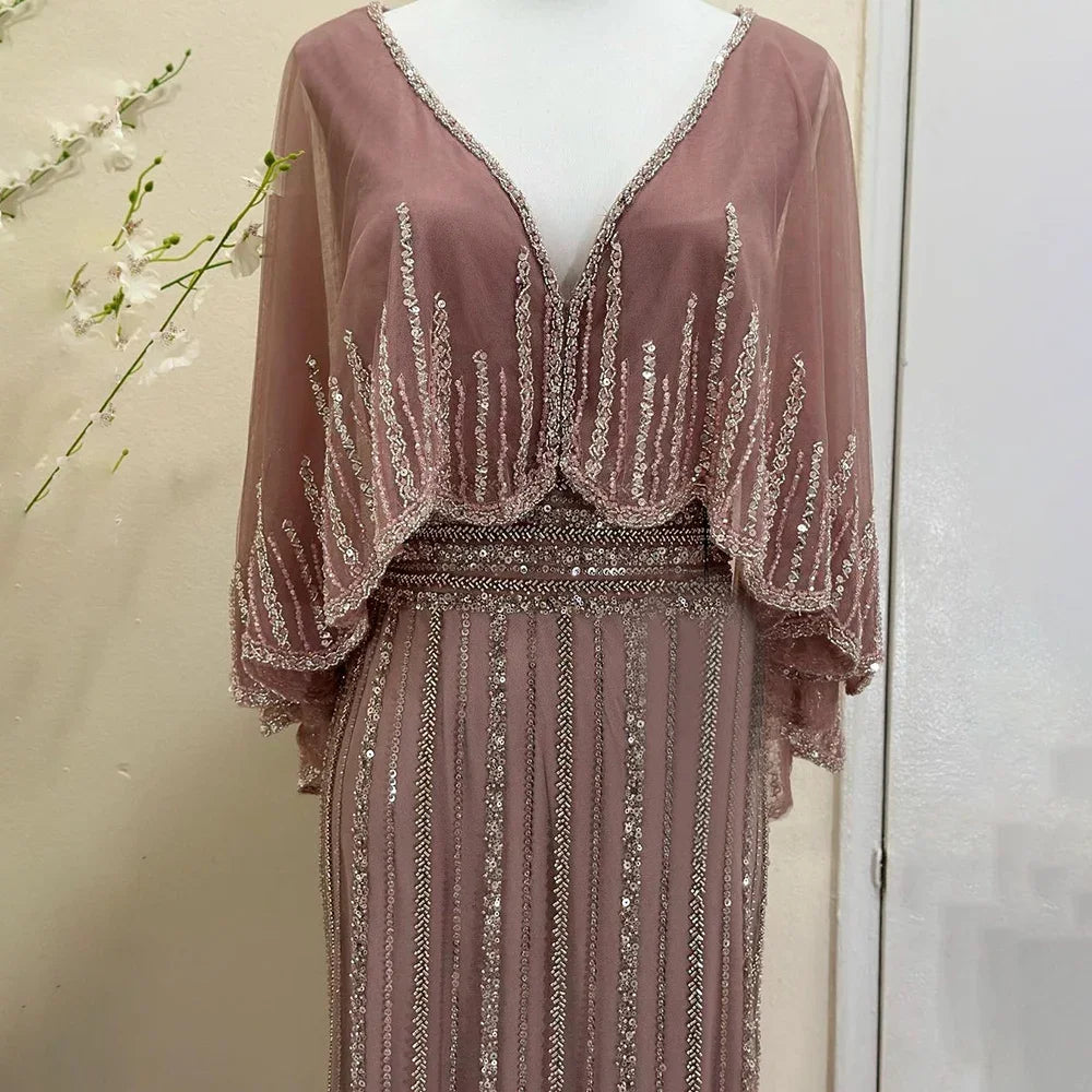 Serene Hill Turquoise Mermaid Elegant Long Cape Beaded Luxury Dubai Evening Dresses Gowns For Women Wedding Party 2025 LA72258 - Perfect for Formal Events, Red Carpet Galas & Luxury Occasions