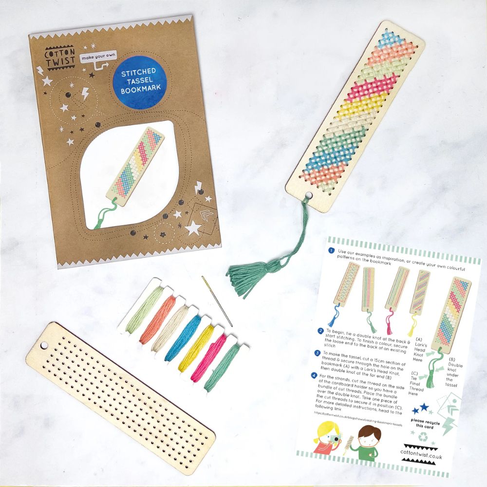 DIY Cotton Twist Stitched Tassel Bookmark Kit - Handmade Craft Supplies for Book Lovers - Perfect for Reading, Gifts & Scrapbooking Projects